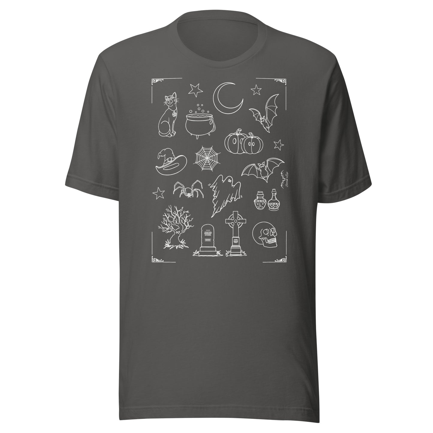 stormseye design halloween vibe spooky T shirt flat view grey