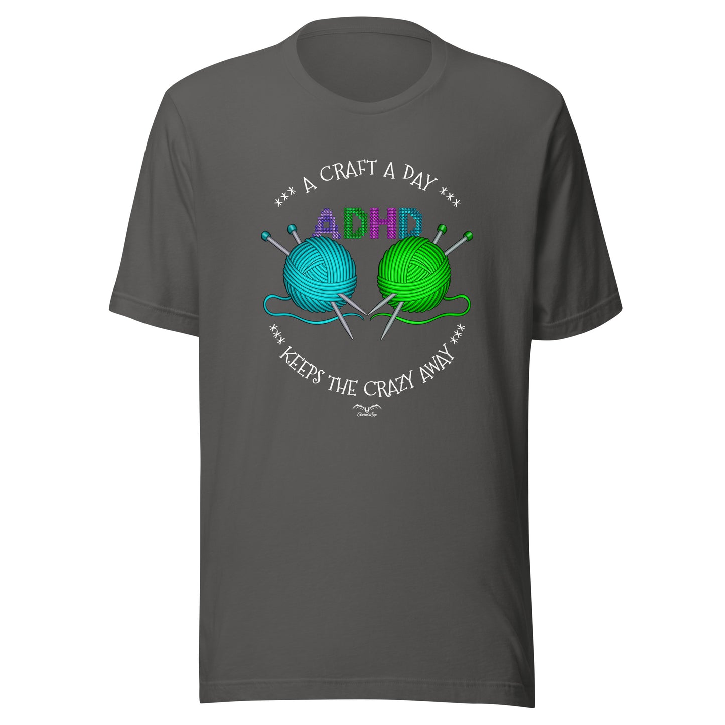 ADHD Crafting T-shirt by Stormseye. grey