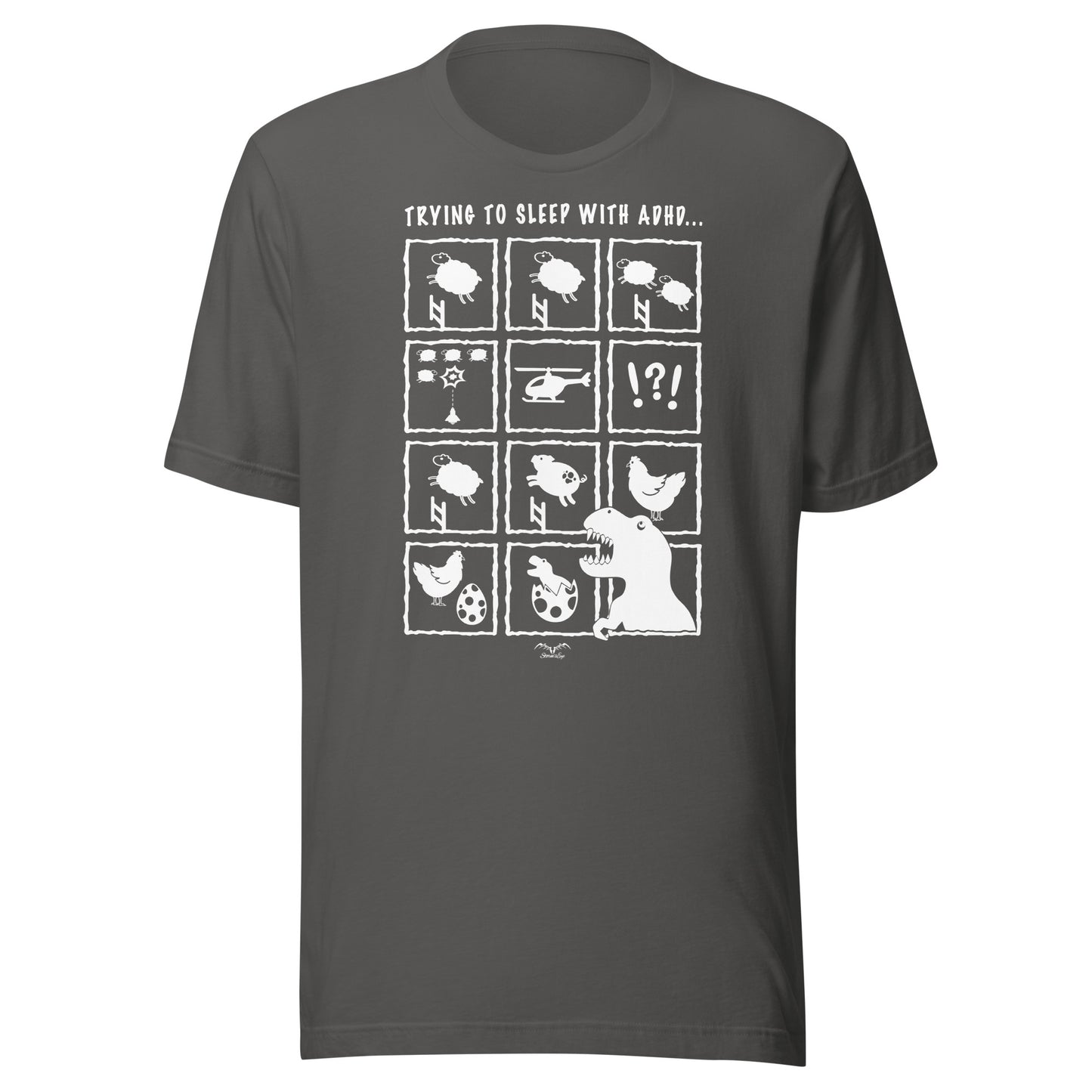 ADHD insomnia t-shirt by Stormseye, grey