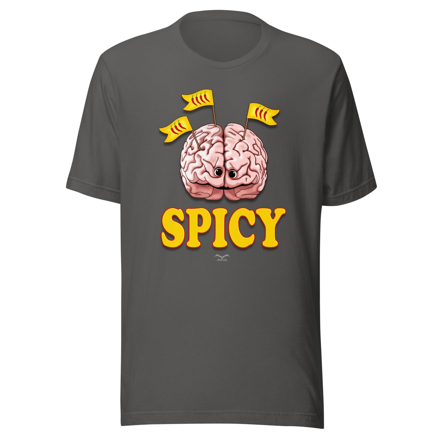 Funny Spicy Brain T-shirt by Stormseye, grey