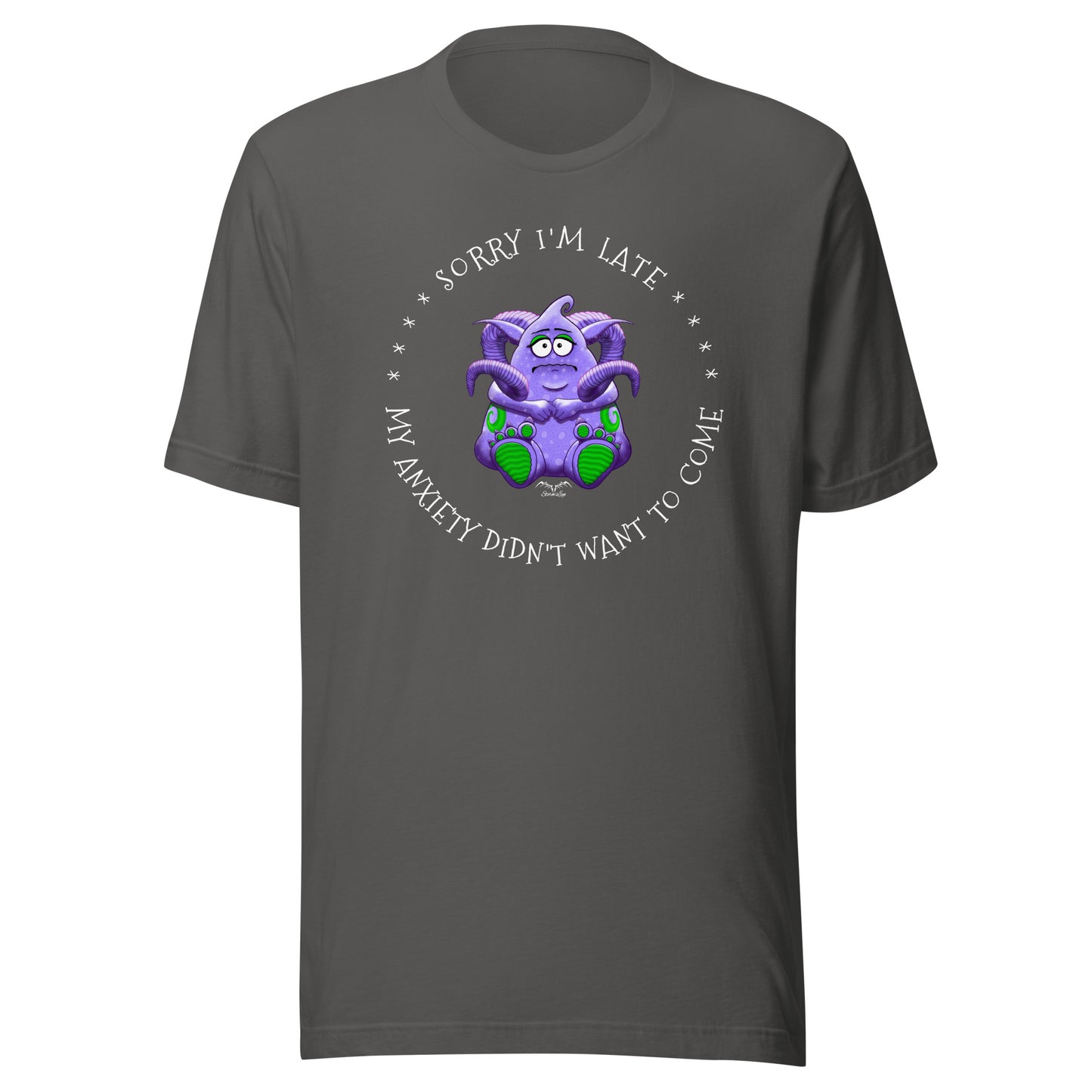 Anxiety Monster T-shirt by Stormseye. grey
