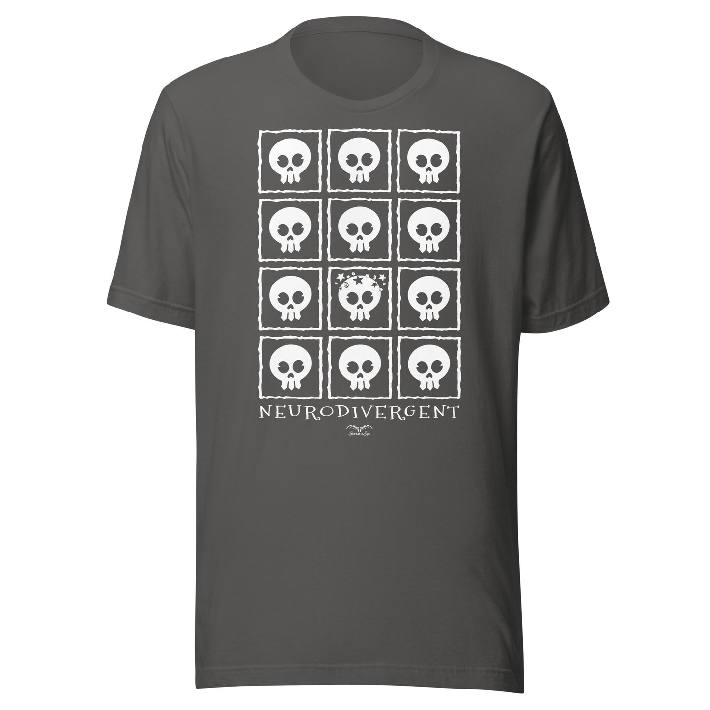 Neurodivergent skulls T-shirt by Stormseye, grey
