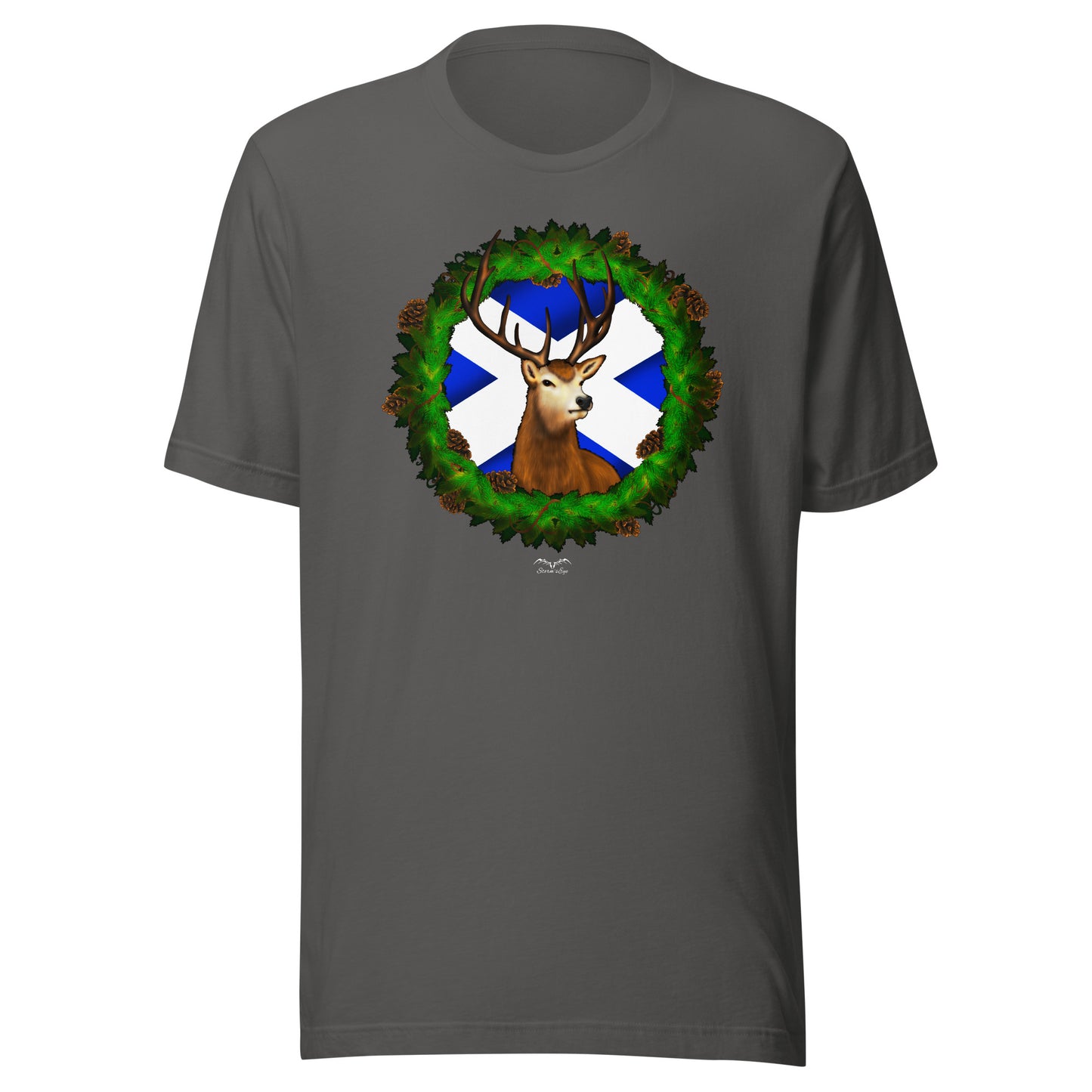 Stag & Saltire Scottish T-shirt by Stormseye, grey