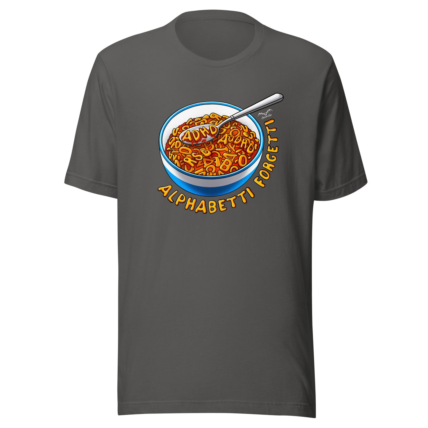 ADHD Spaghetti T-shirt by Stormseye, grey