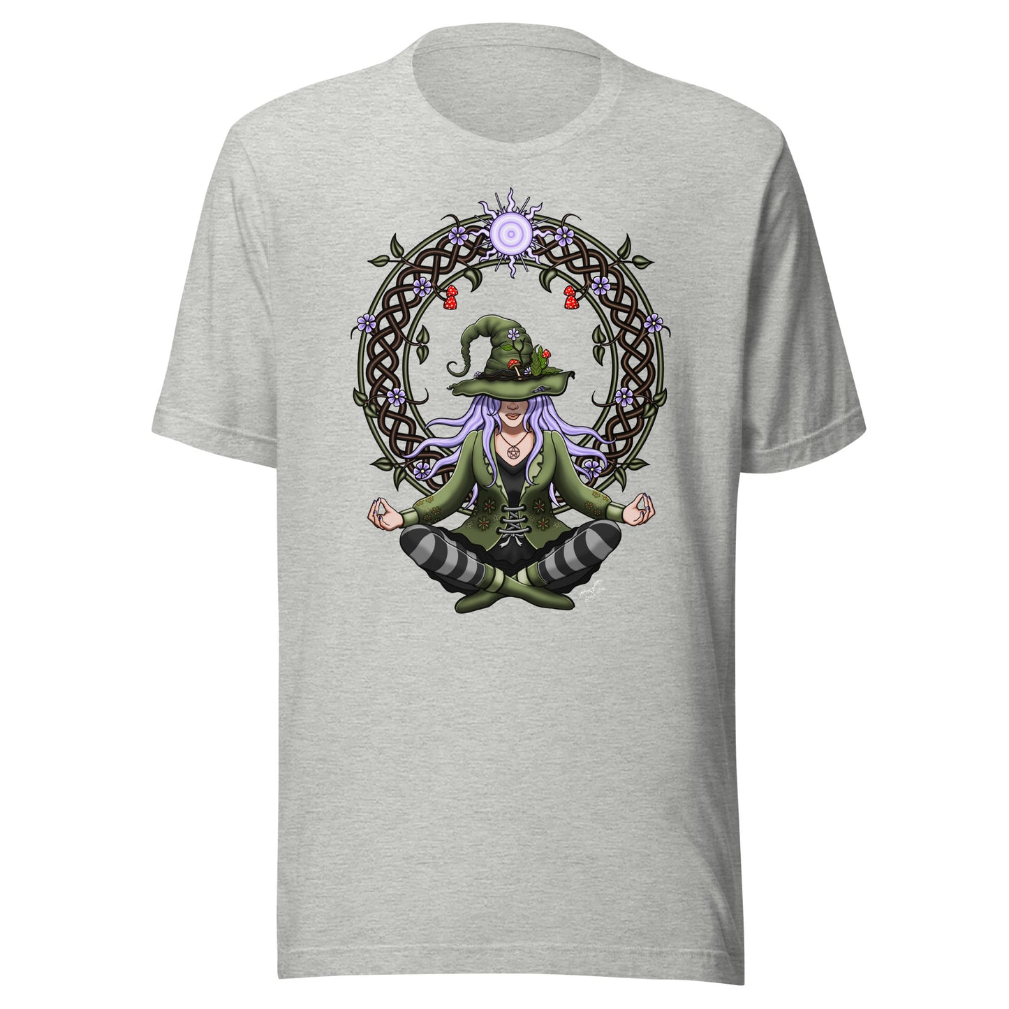 stormseye design hedge witch T shirt, flat view sport grey