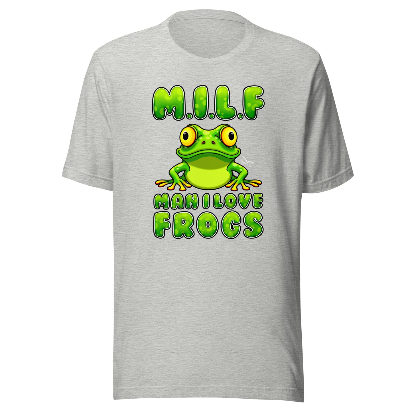 stormseye design milf man i love frogs T shirt, flat view sports grey