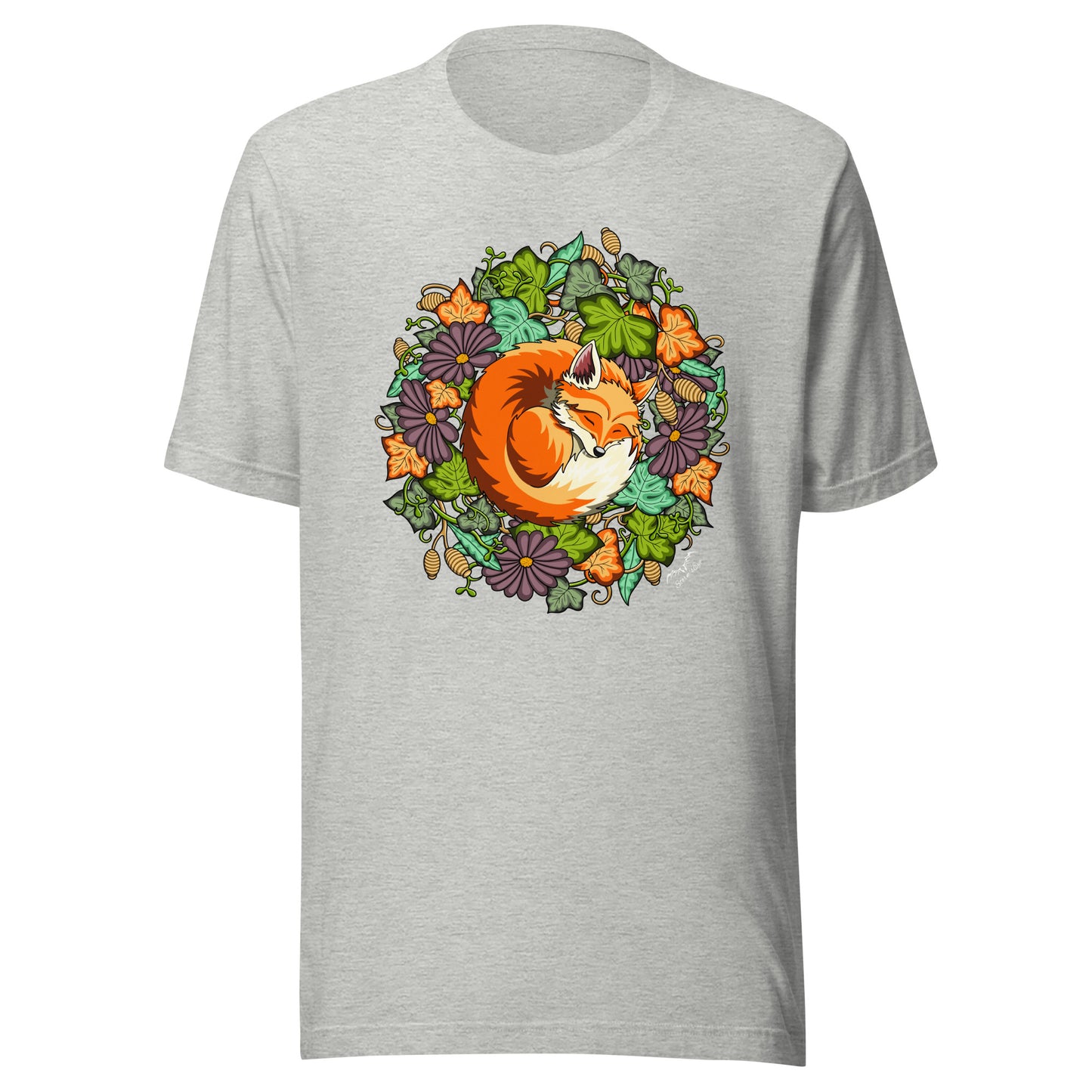 Sleeping Fox t-shirt by Stormseye, light grey