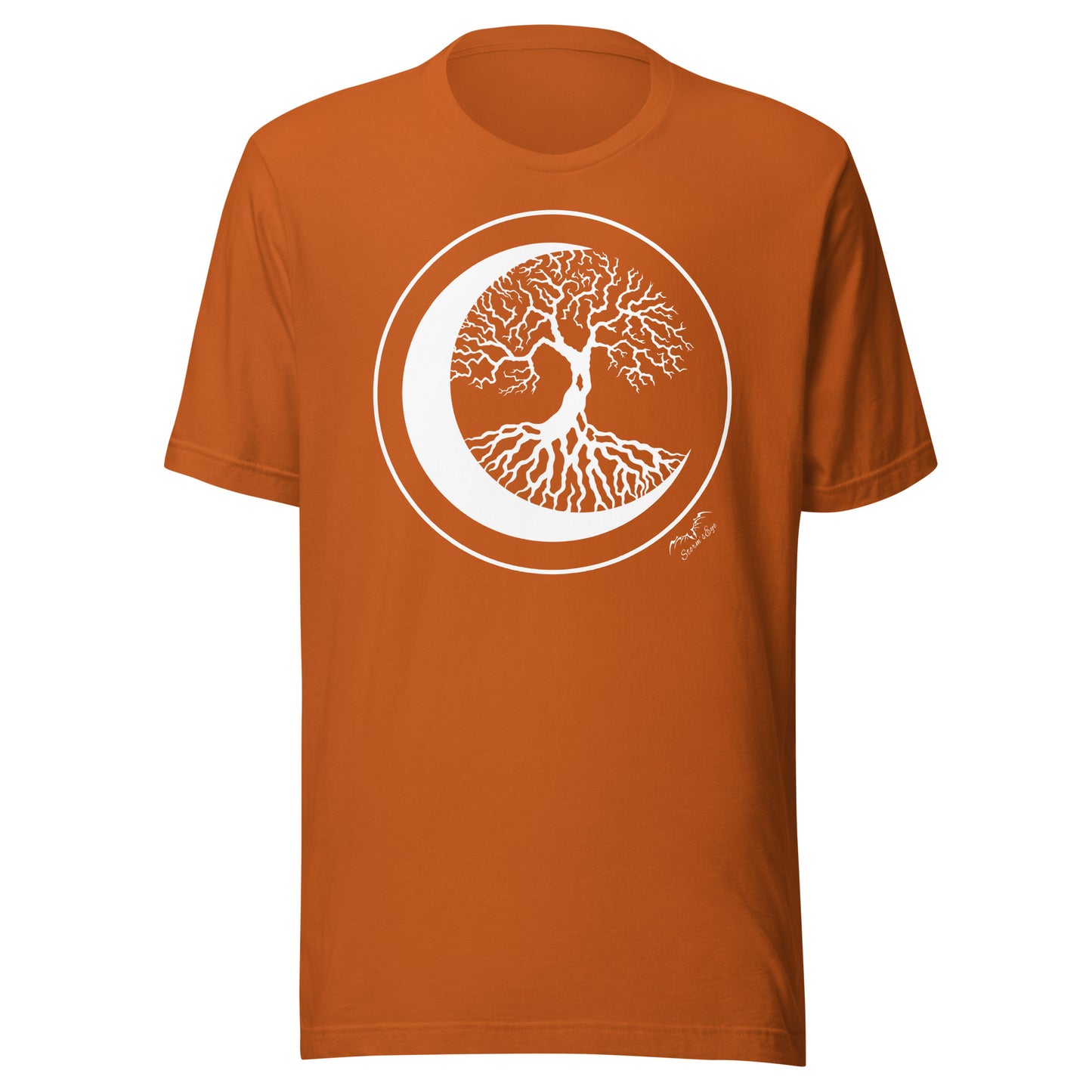 stormseye design witching hour 2 T shirt, flat view orange