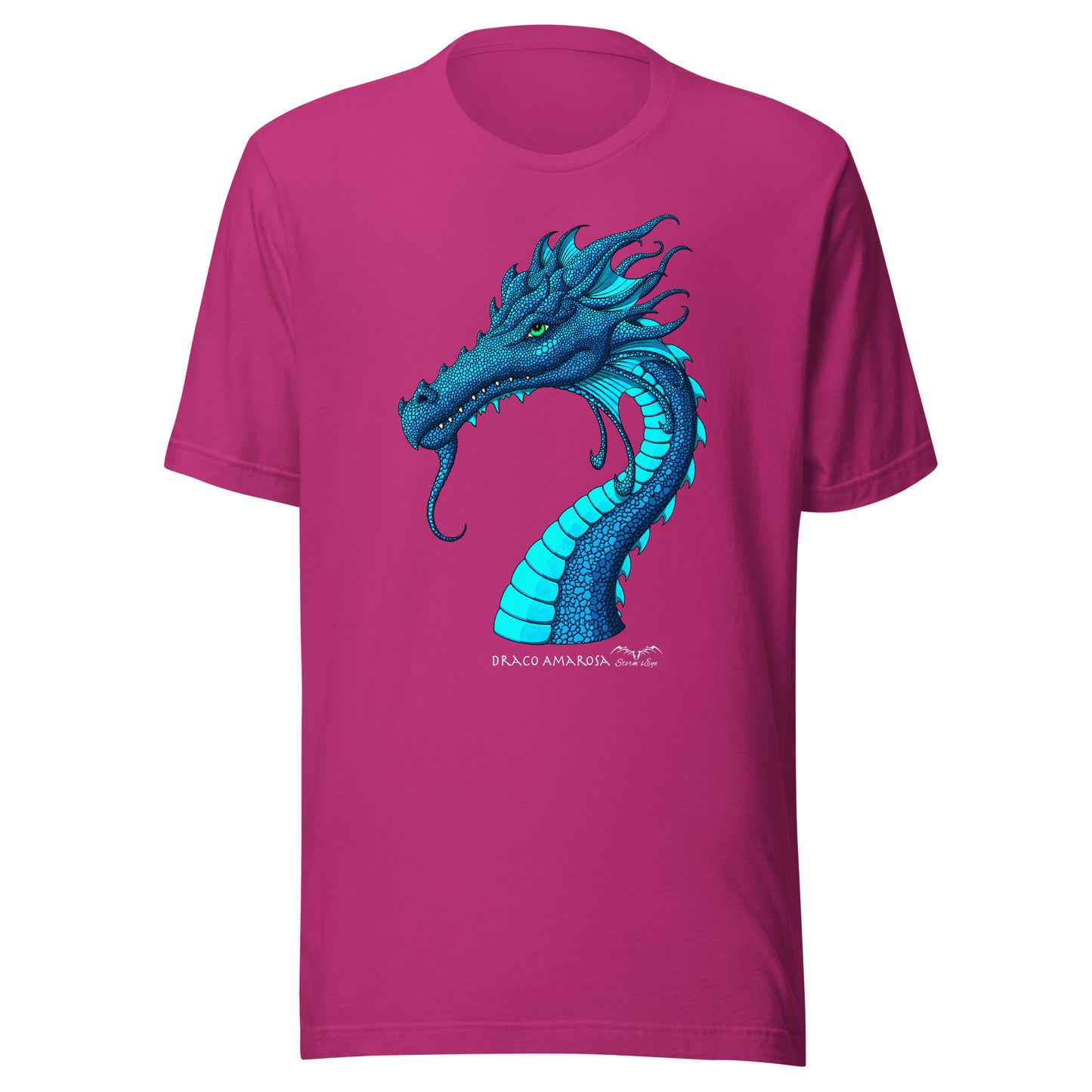 stormseye design amarosa dragon T shirt, flat view bright pink