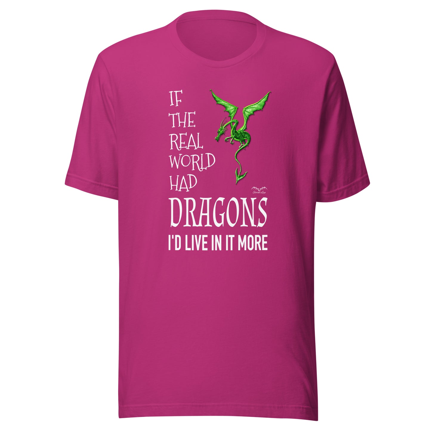 Real World dragons t-shirt, bright pink, by Stormseye Design