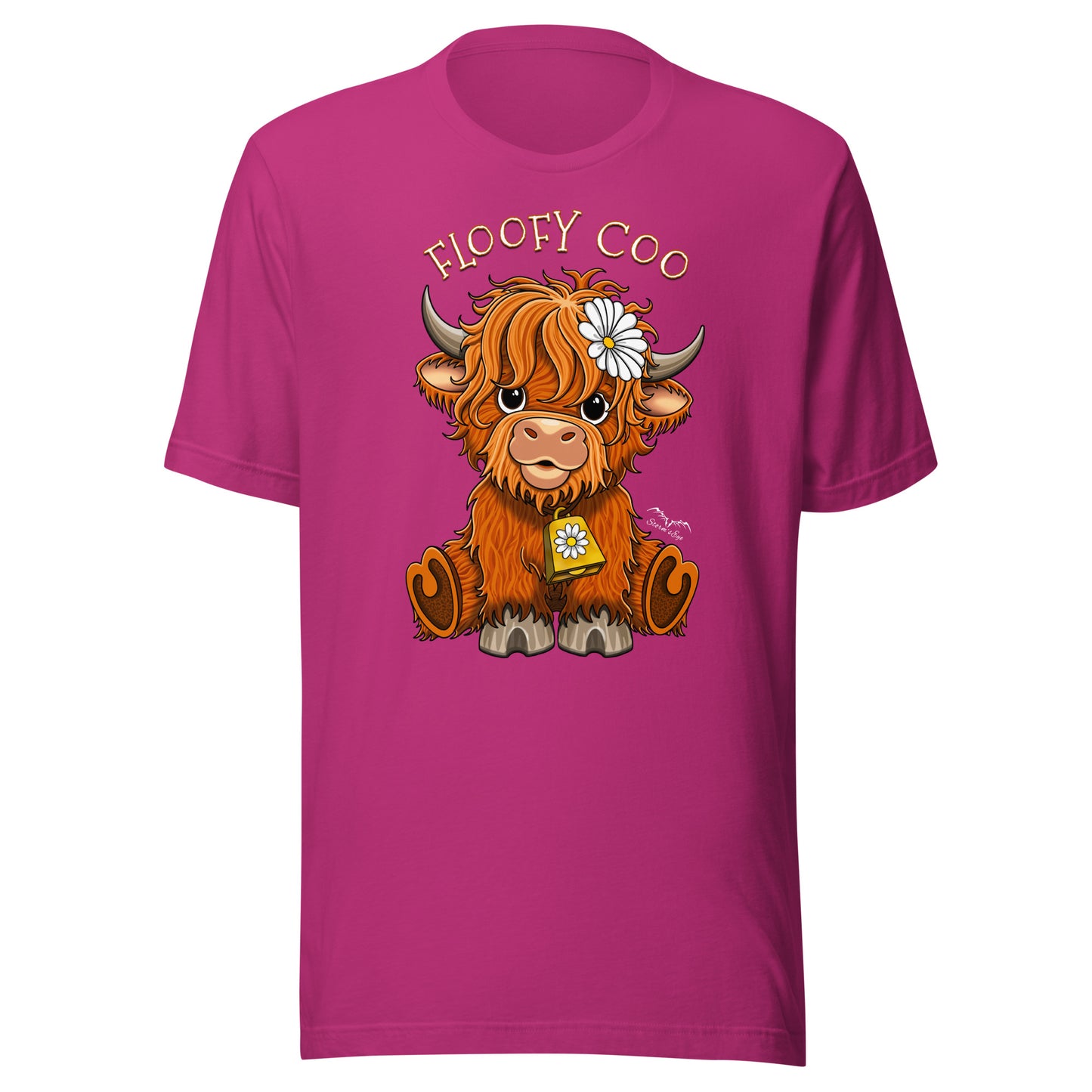 Floofy coo highland cow shirt by stormseye design, hot pink