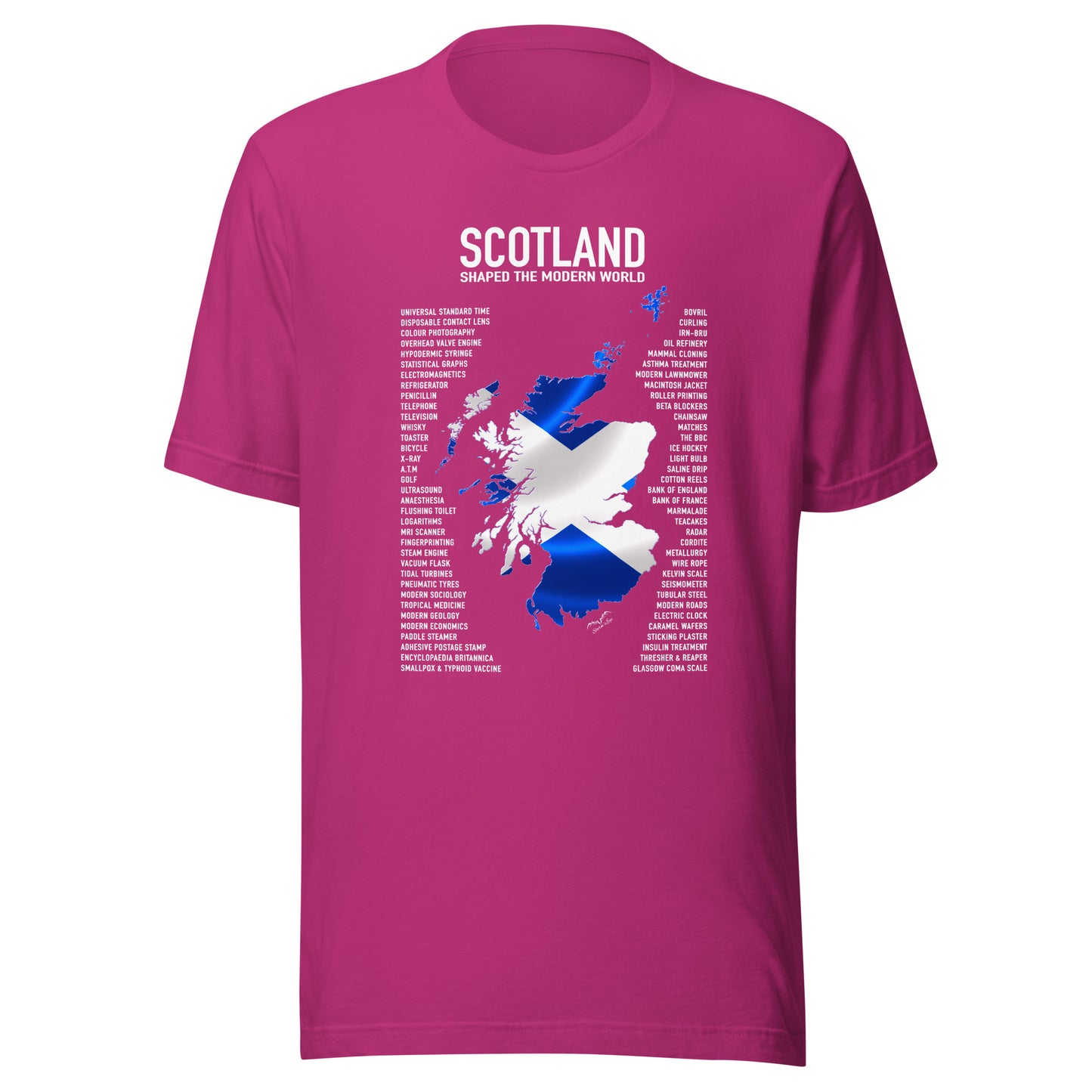 Scotland inventions shirt by stormseye design, hot pink