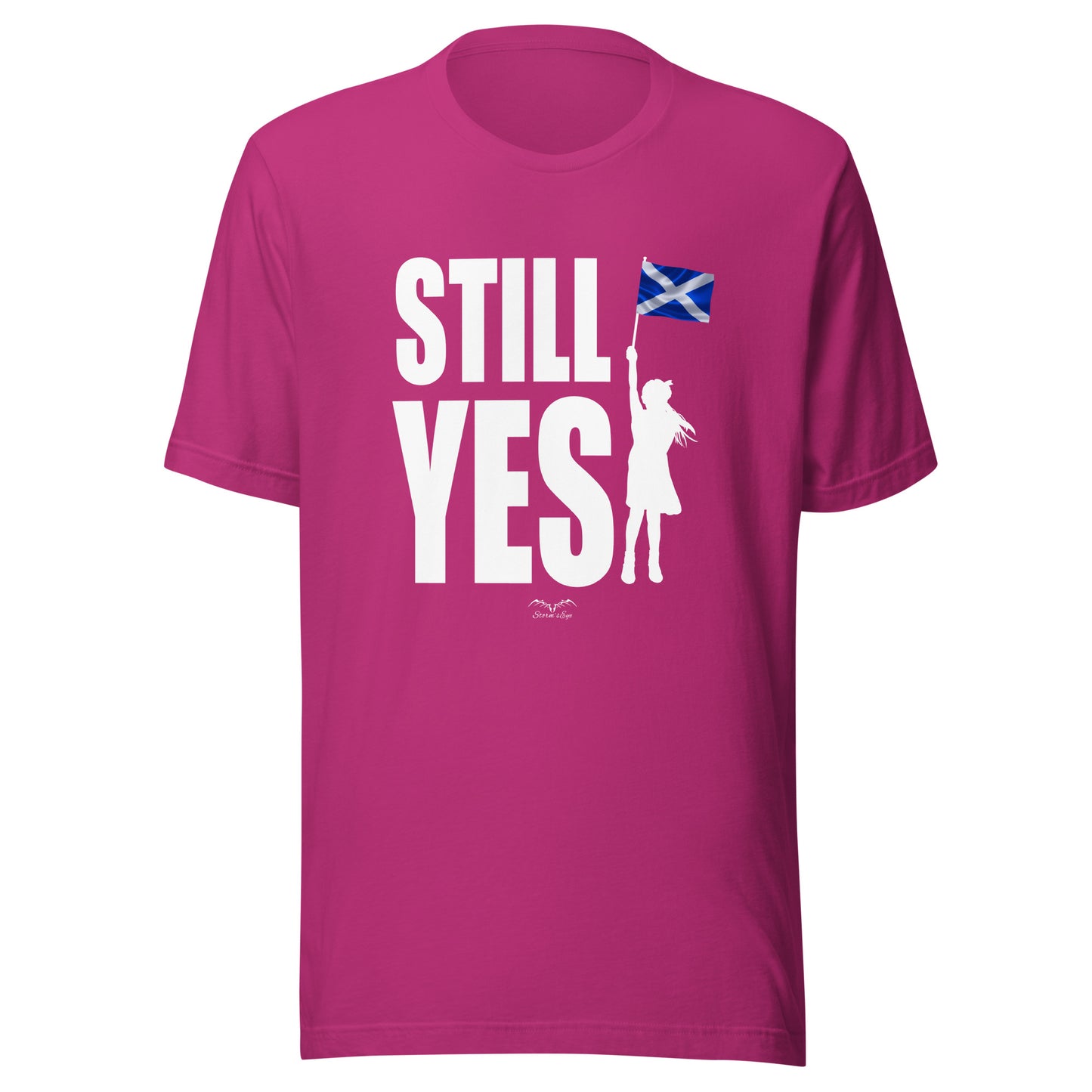 Still Yes Scottish Independence shirt by Stormseye, hot pink
