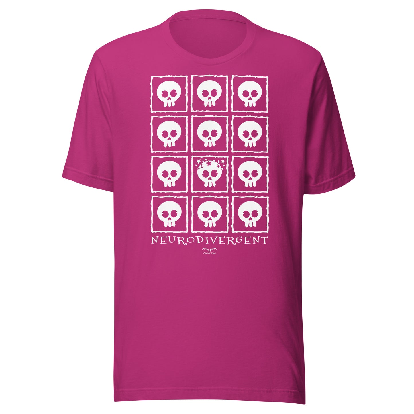 Neurodivergent skulls T-shirt by Stormseye, hot pink