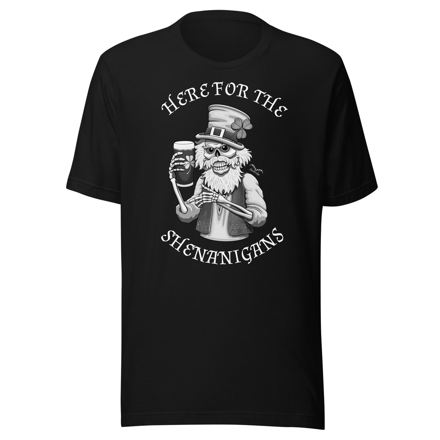stormseye design shenanigans st patricks day T shirt, flat view black
