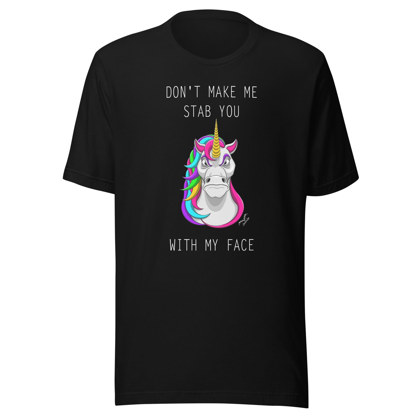 Funny Stabby Unicorn t-shirt black, by Stormseye Design