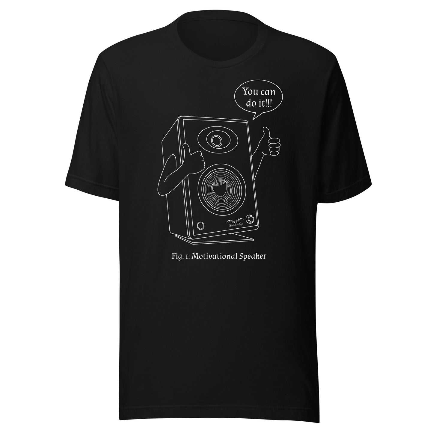 funny motivational speaker t-shirt, black, by Stormseye Design