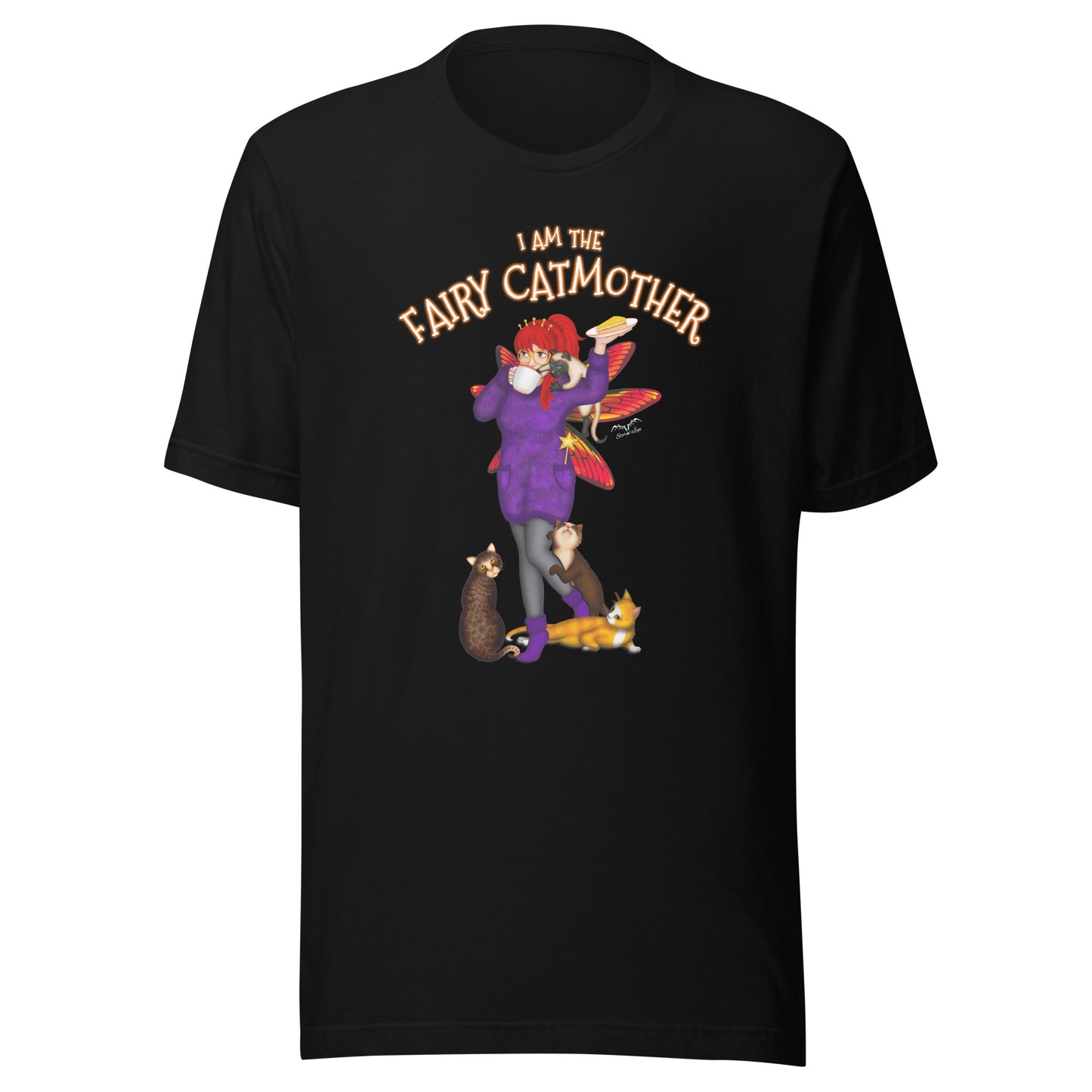 fairy cat mother t-shirt for mum, black, by stormseye design