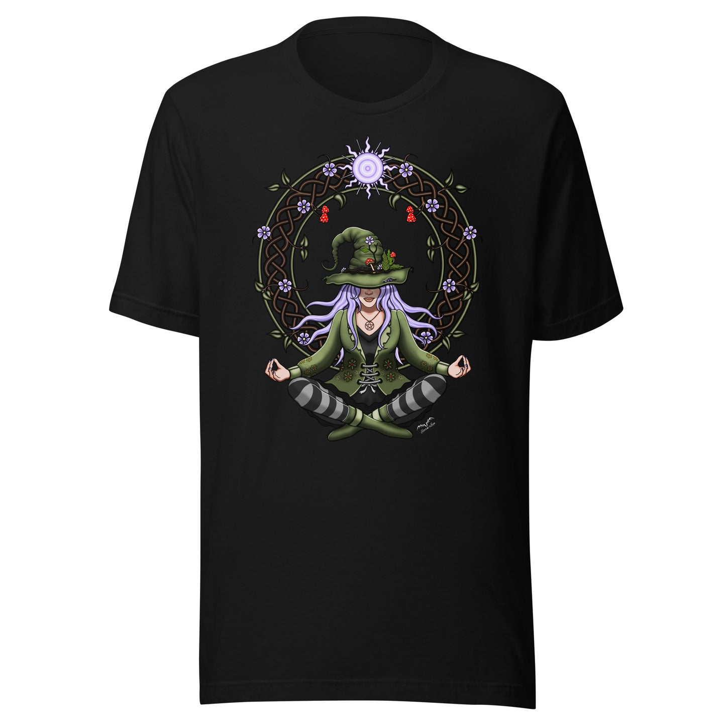 stormseye design hedge witch T shirt, flat view black