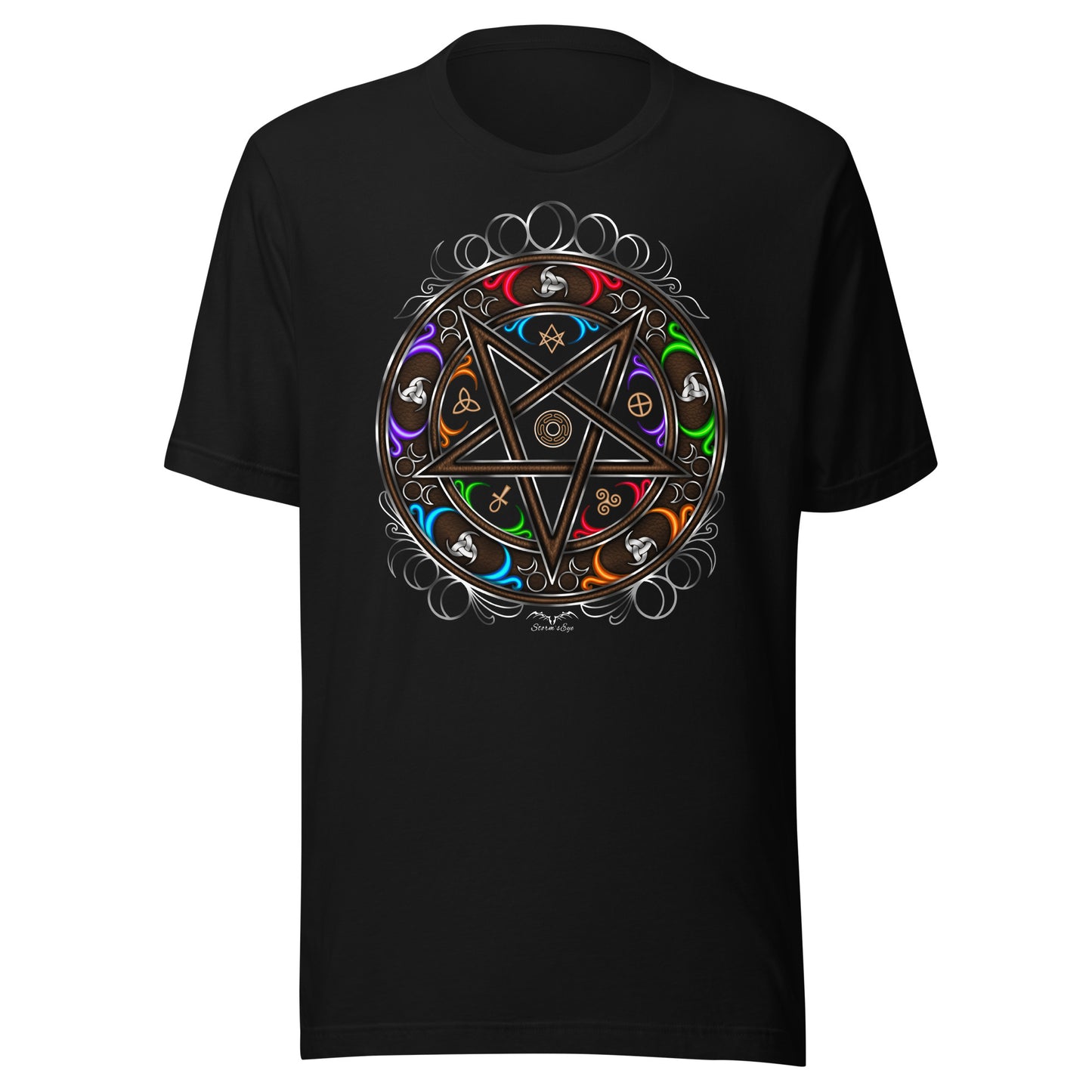 Witchy Occult Wheel Colour T-shirt | Gothic Wicca Pentagram Shirt | 7 Colours S-4XL