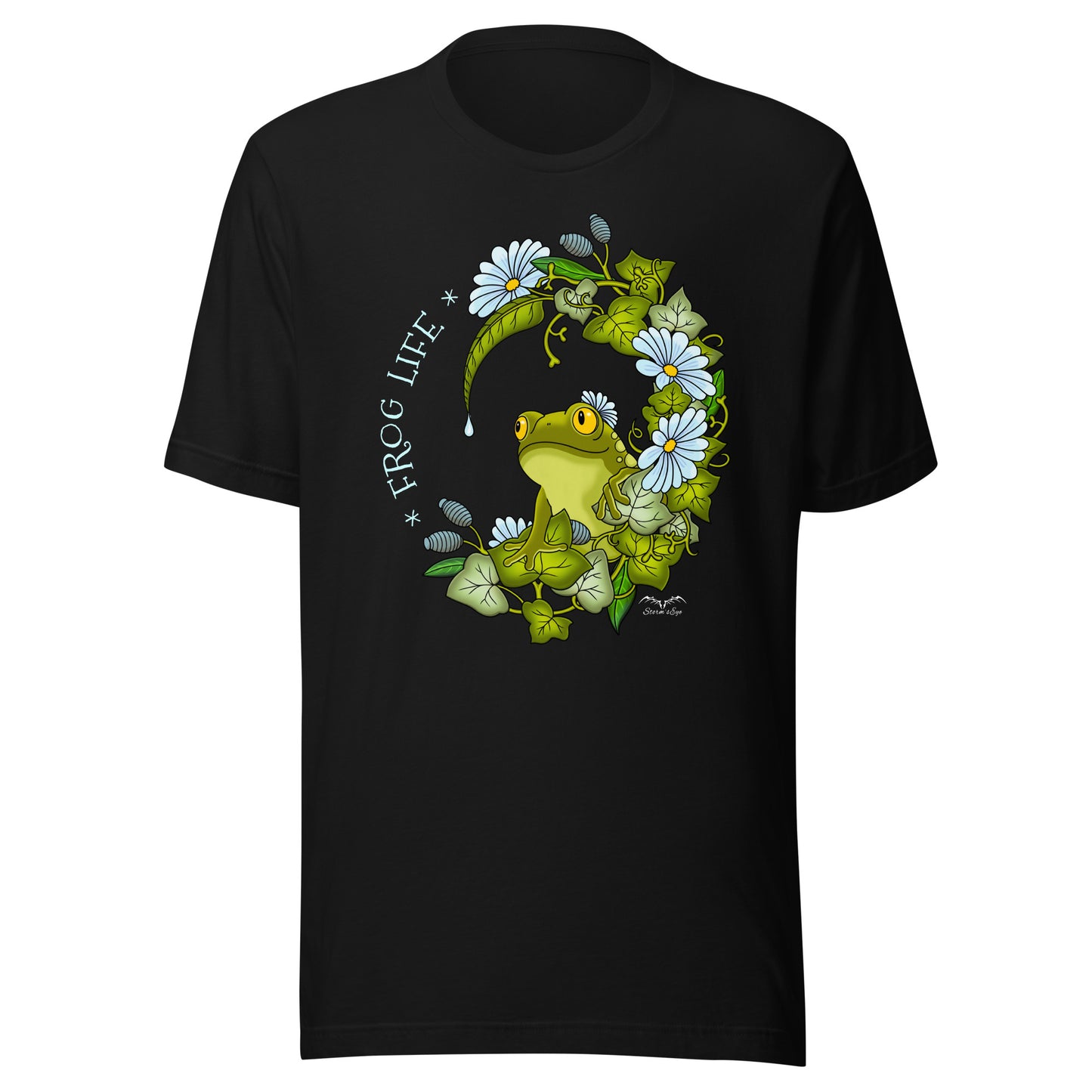 stormseye design frog life T shirt, flat view black