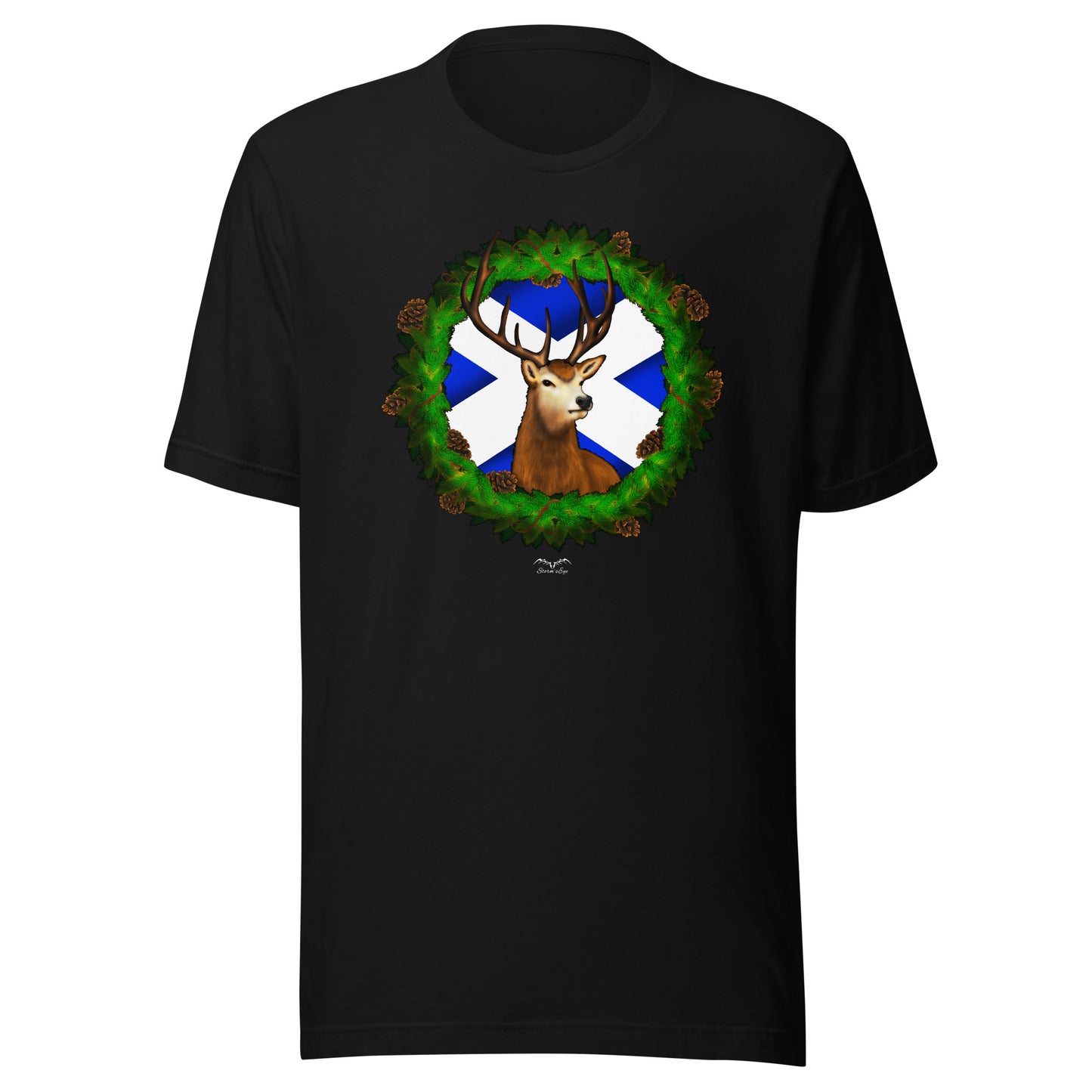 Stag & Saltire Scottish T-shirt by Stormseye, black