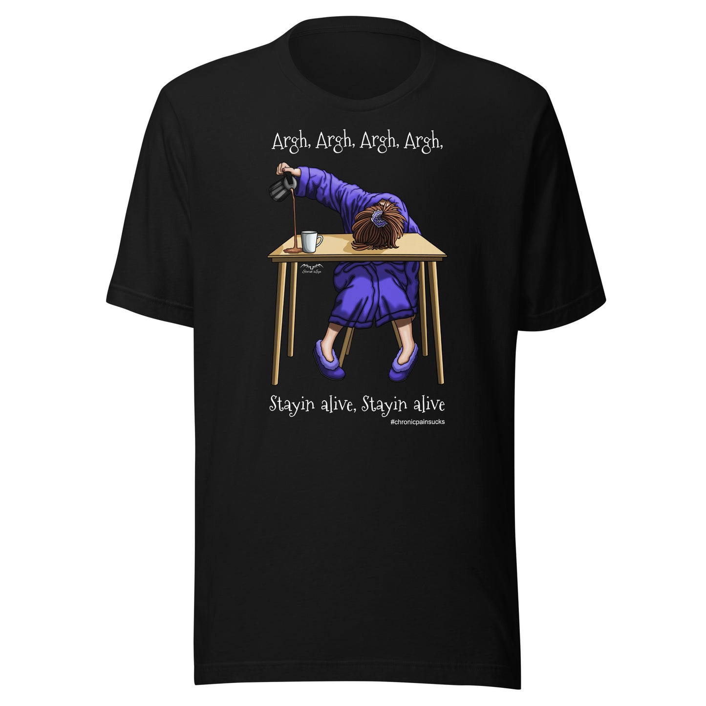 Chronic Pain Sucks T-shirt by Stormseye, black