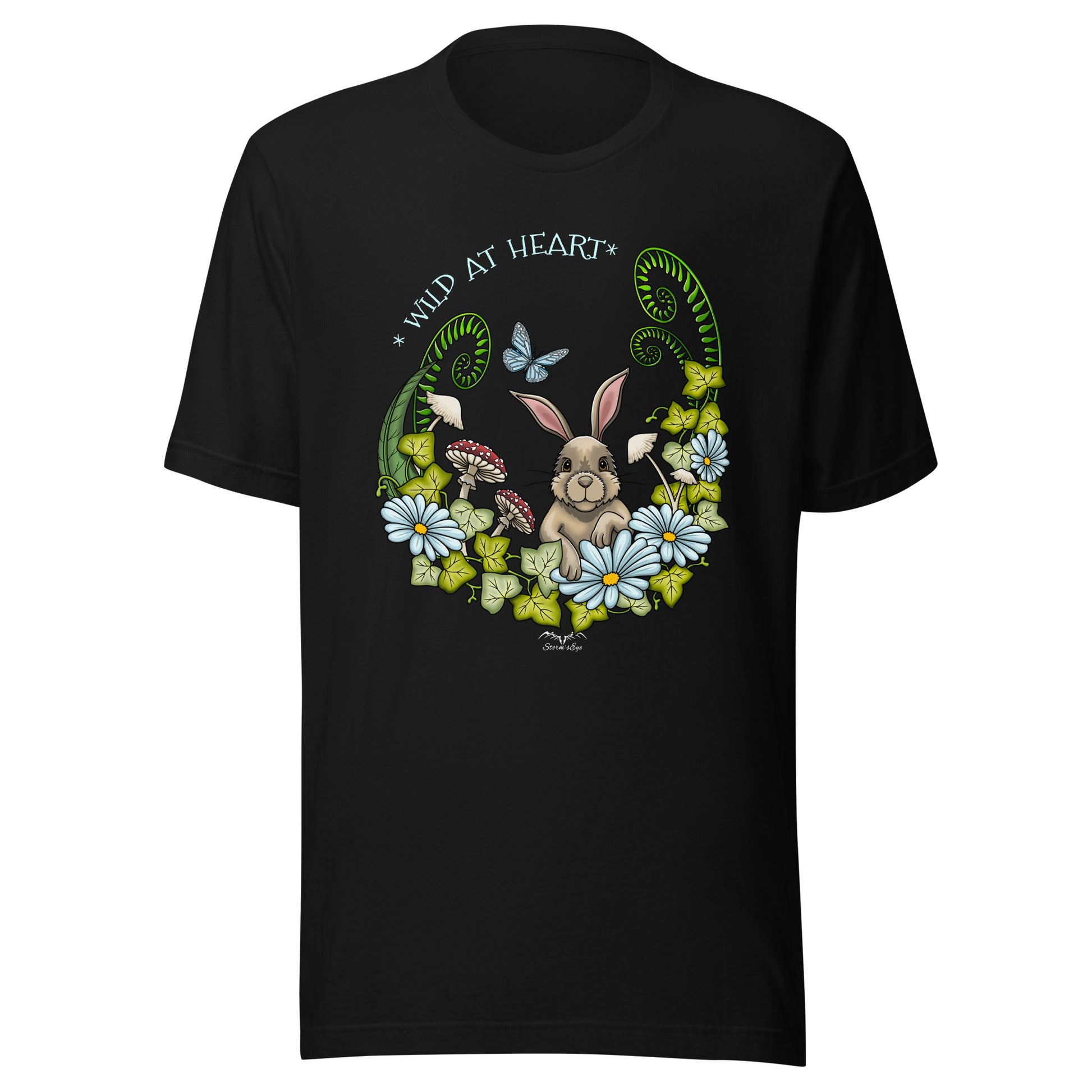 Cute Rabbit T-shirt by Stormseye, black