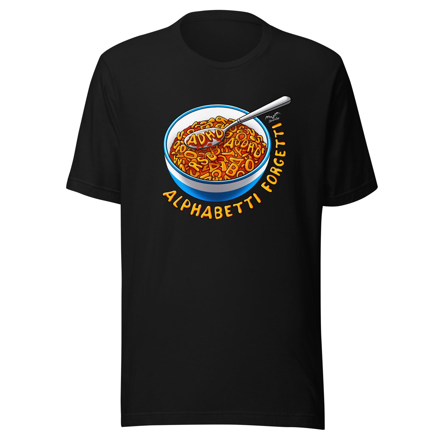 ADHD Spaghetti T-shirt by Stormseye, black