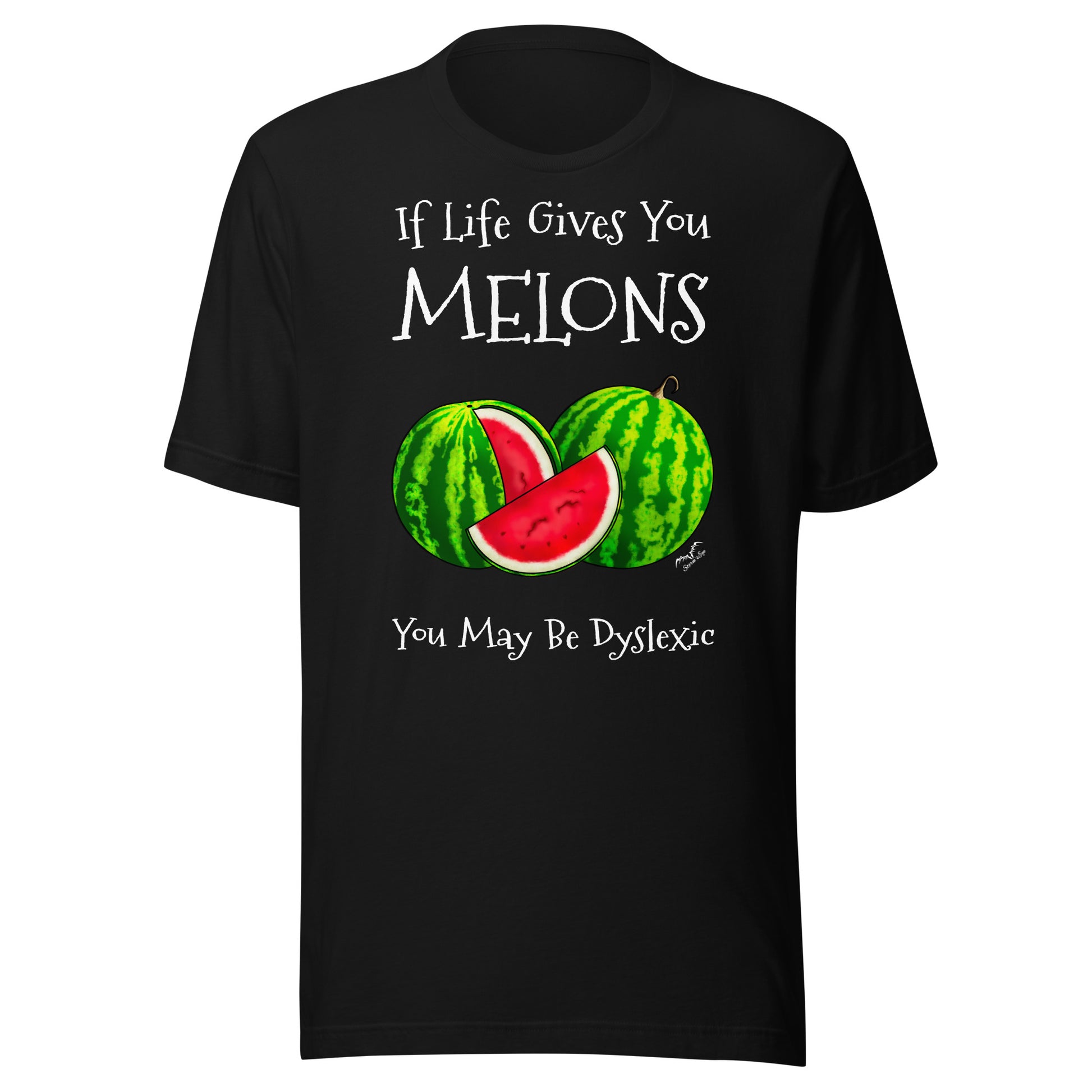 Dyslexia melons T-shirt by Stormseye, black
