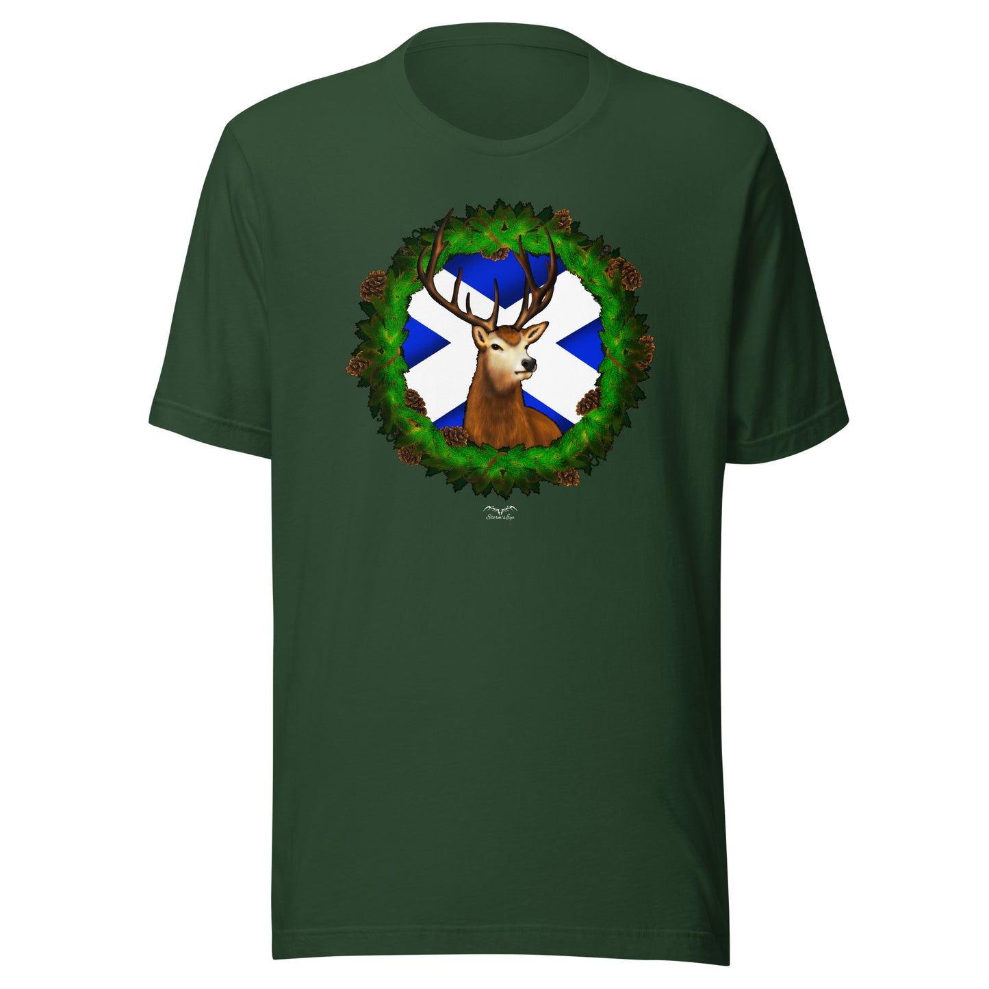 Stag & Saltire Scottish T-shirt by Stormseye, dark green