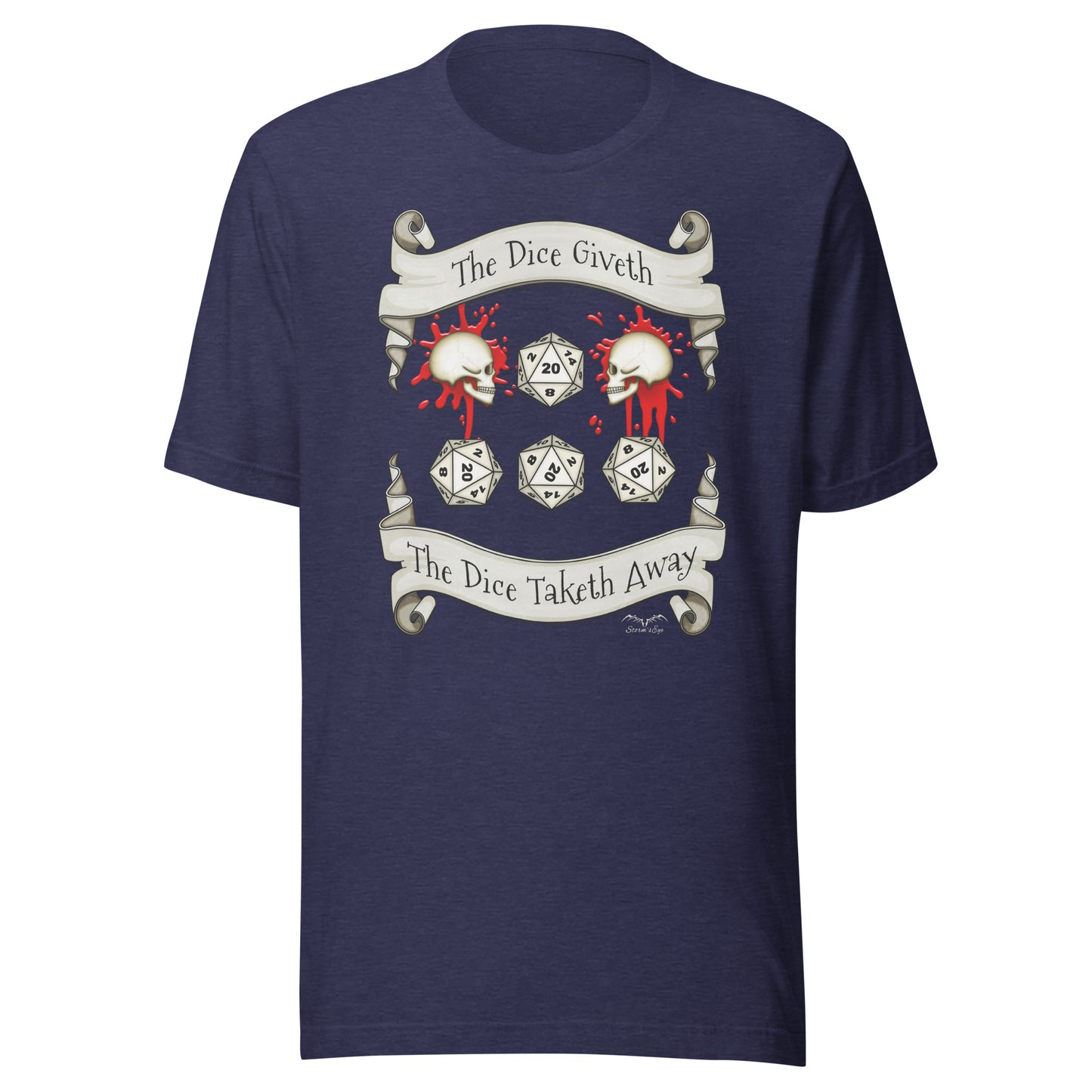 Dungeons and dragons D20 dice roll t-shirt navy blue by stormseye design