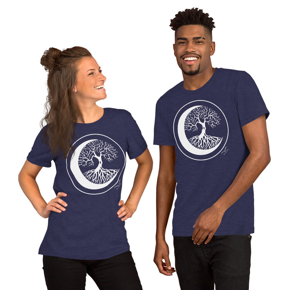 stormseye design witching hour 2 T shirt, modelled view heather navy