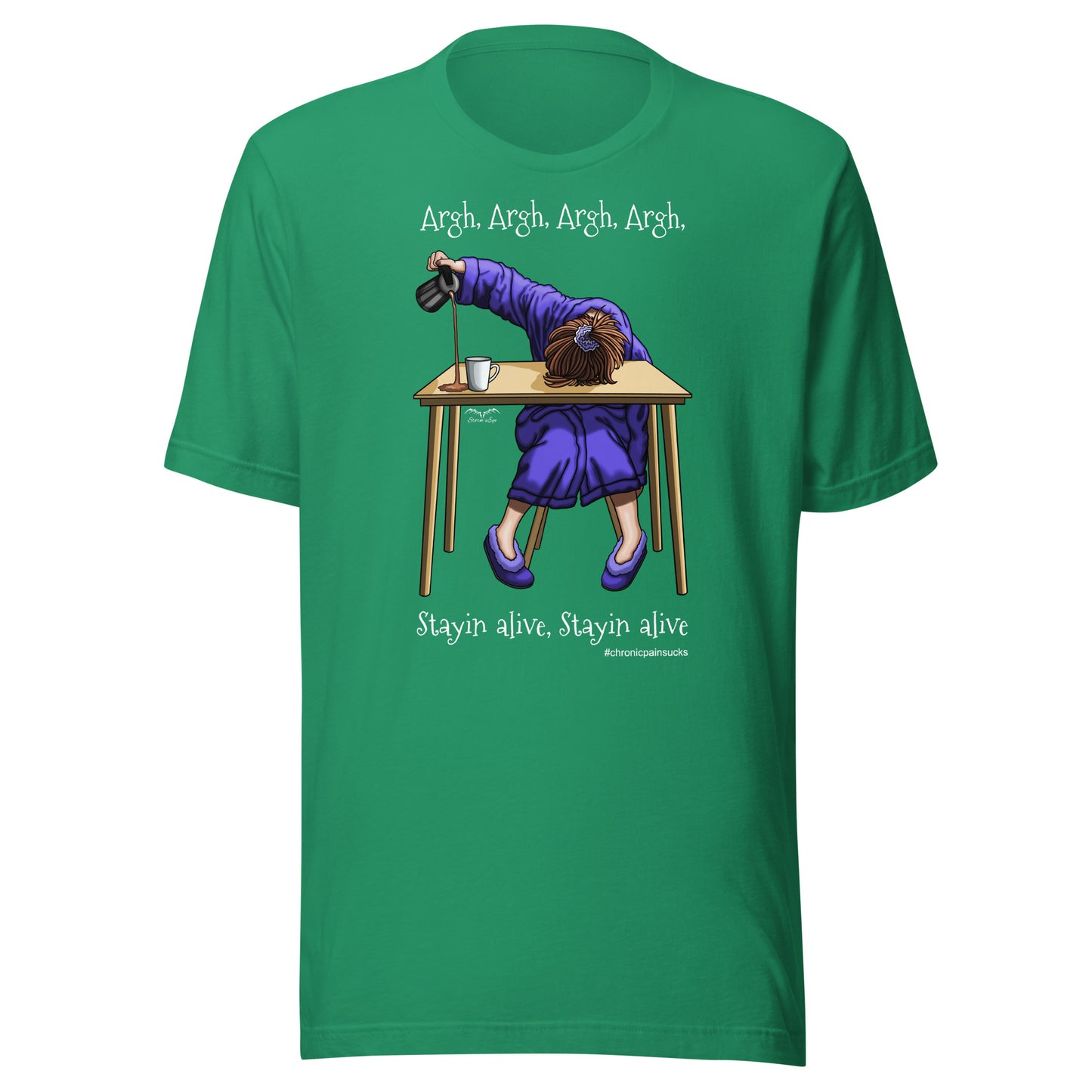 Chronic Pain Sucks T-shirt by Stormseye, bright green