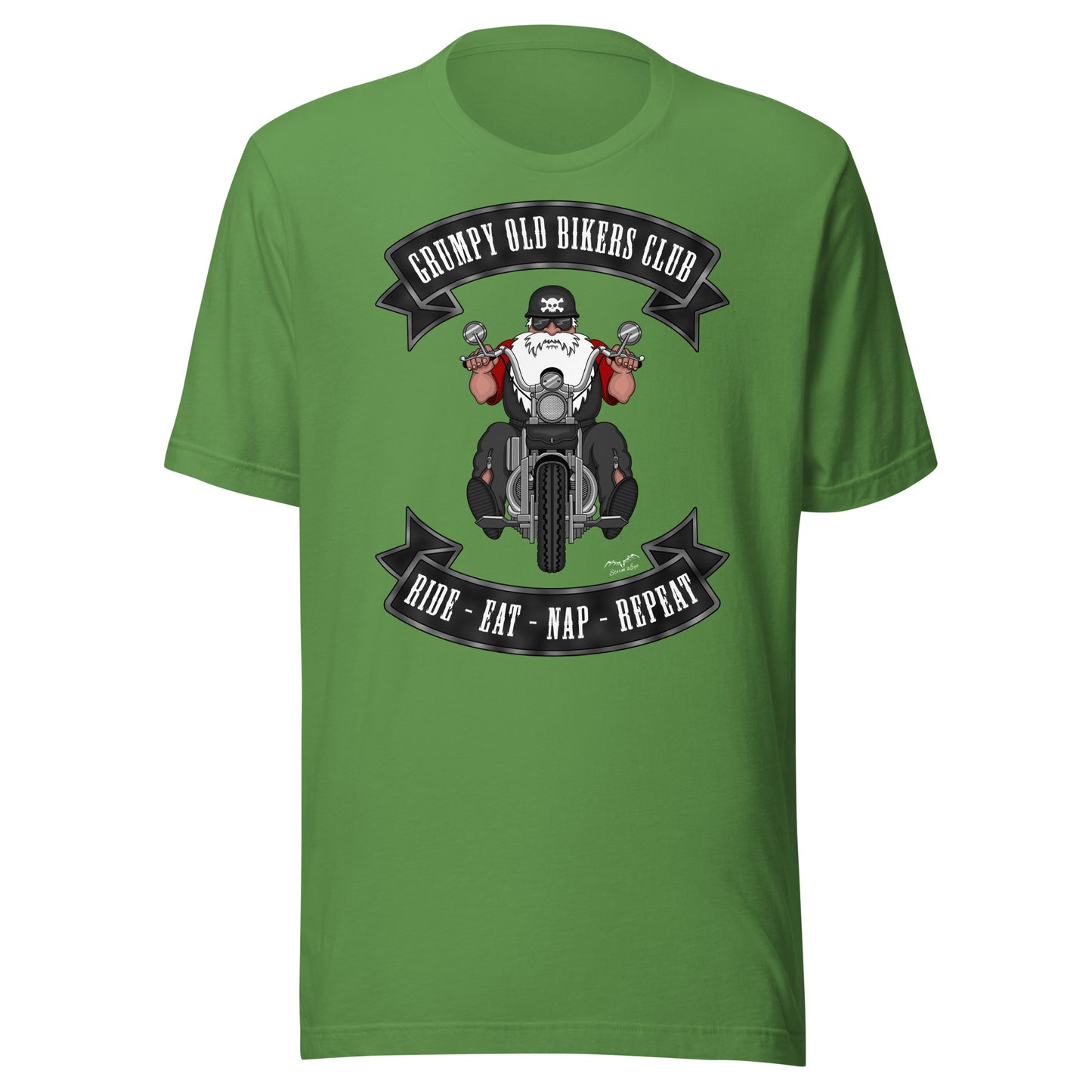 grumpy old biker t-shirt bright green by stormseye design