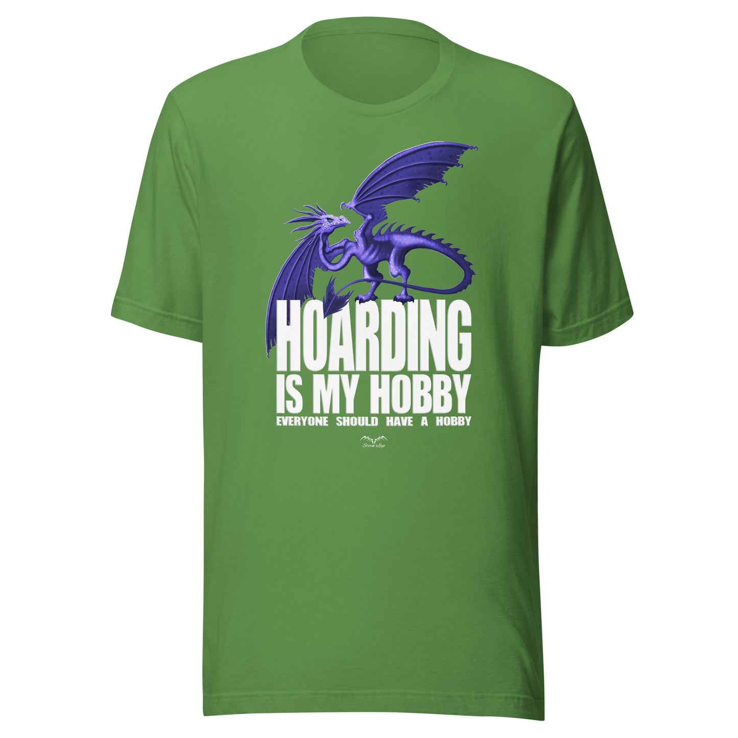 hoarding is my hobby dragon t-shirt, bright green, by Stormseye Design