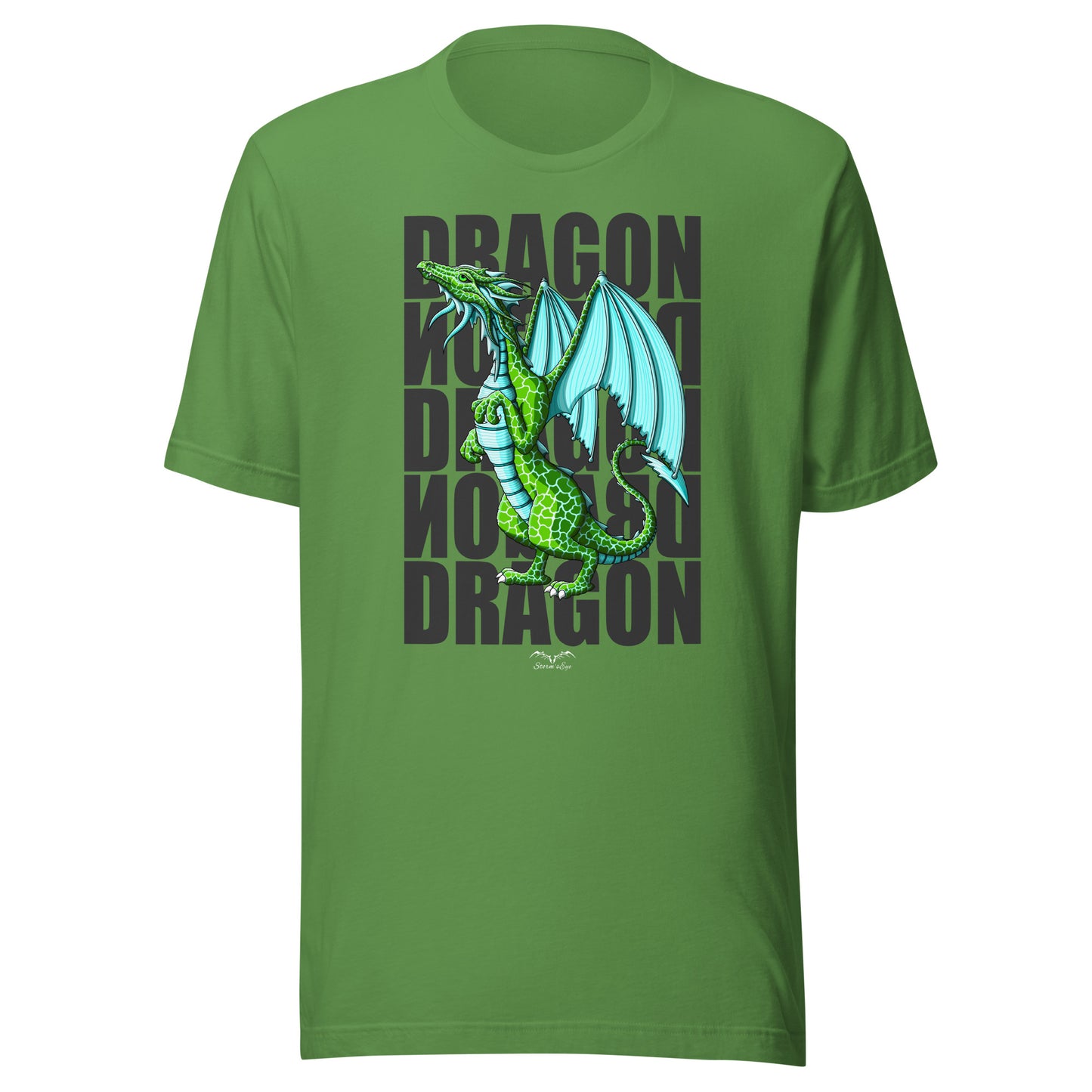 green dragon fantasy t-shirt, bright green, by stormseye design