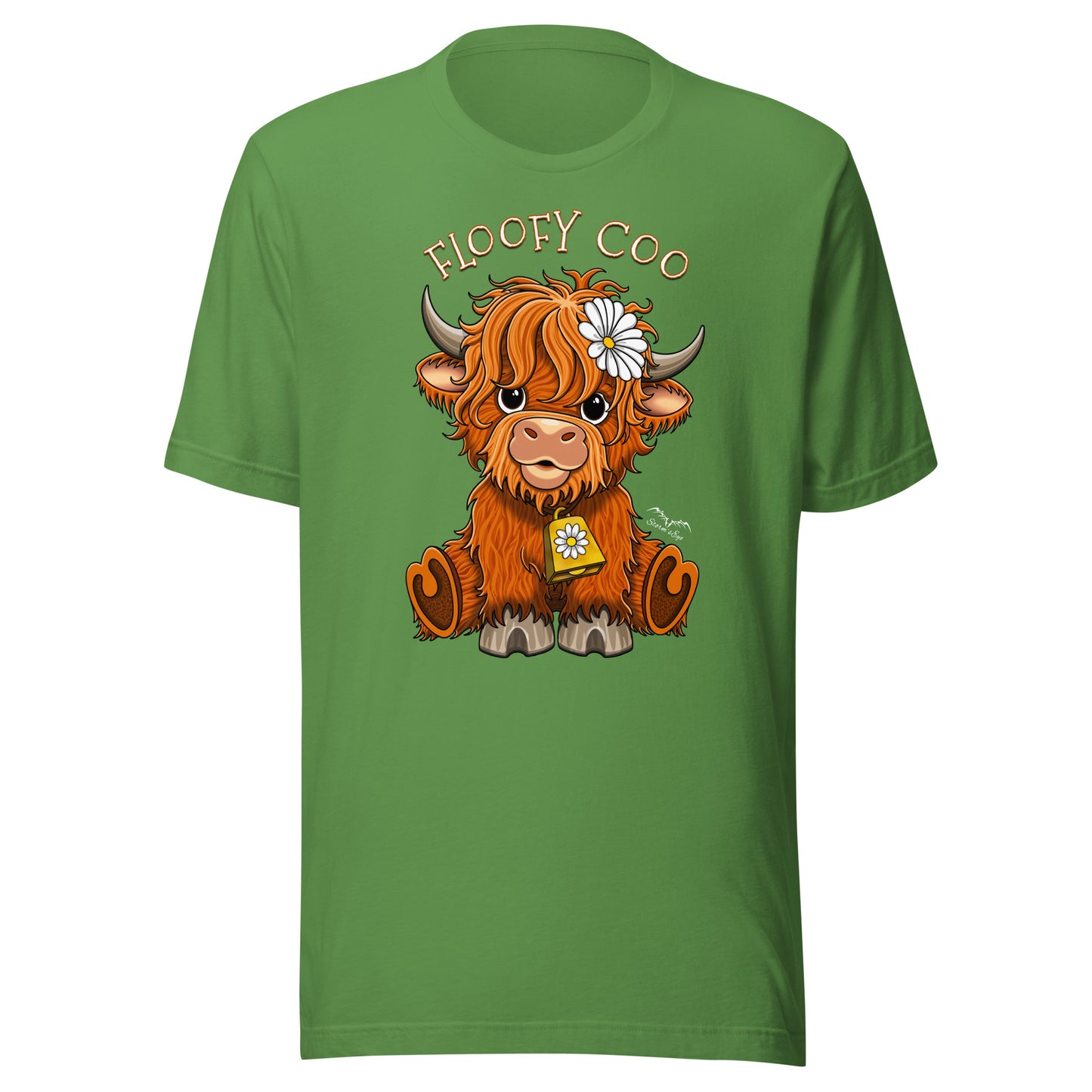 Floofy coo highland cow shirt by stormseye design, bright green