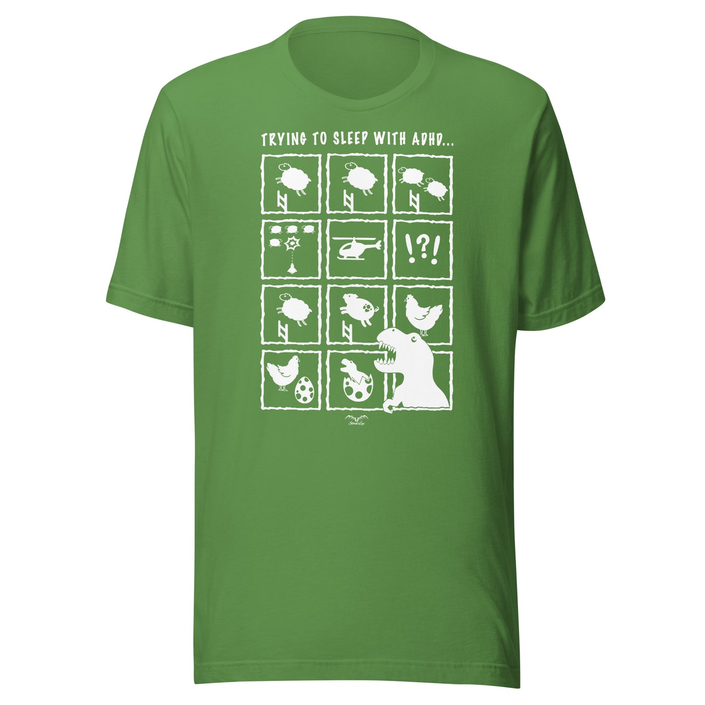 ADHD insomnia t-shirt by Stormseye, bright green