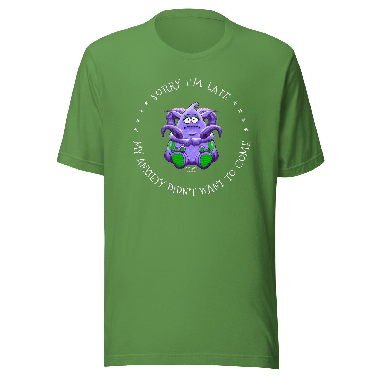 Anxiety Monster T-shirt by Stormseye. Bright green