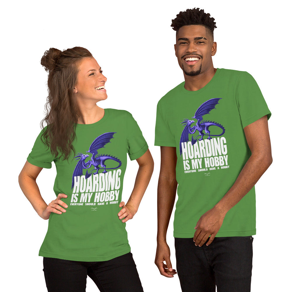 Dragon hoarder shirt by Stormseye, bright green, modelled view.