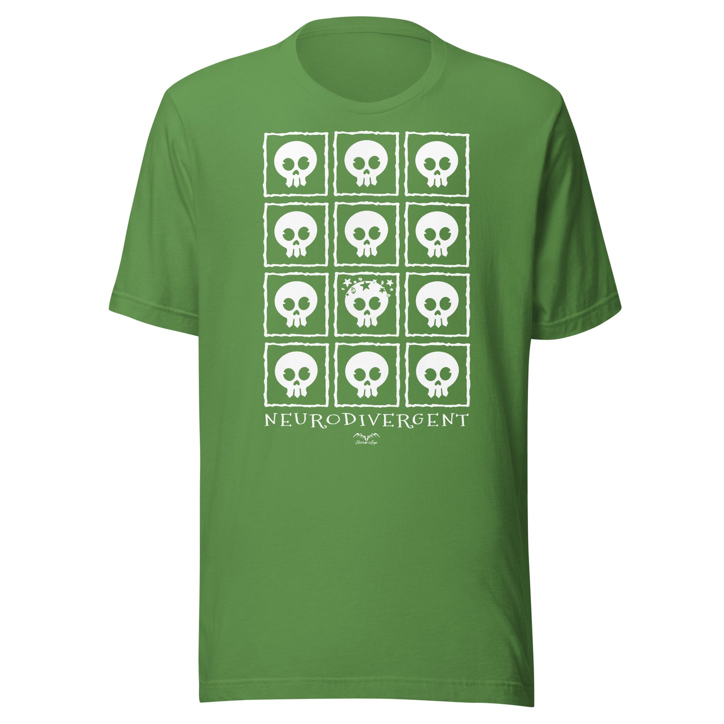 Neurodivergent skulls T-shirt by Stormseye, bright green