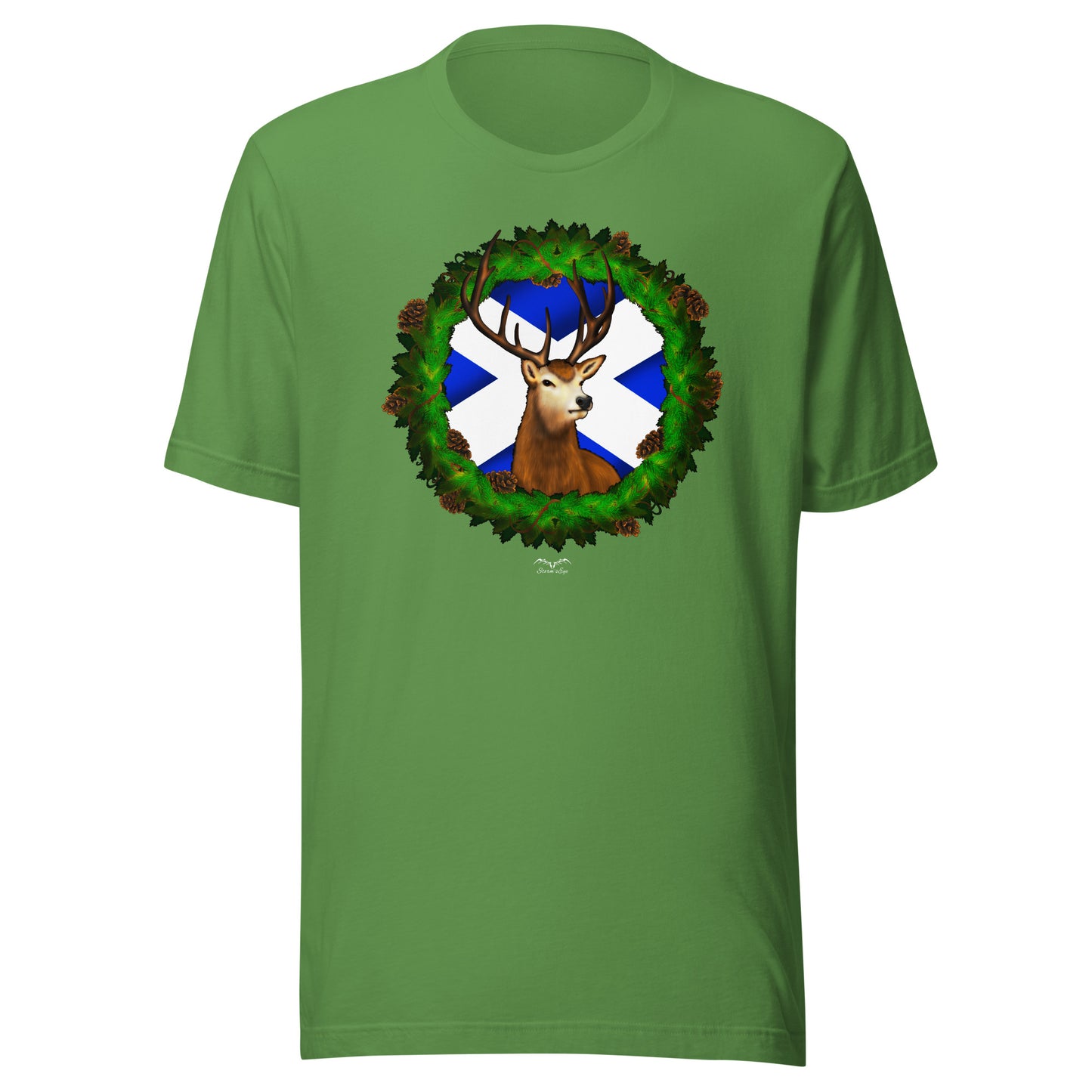 Stag & Saltire Scottish T-shirt by Stormseye, bright green
