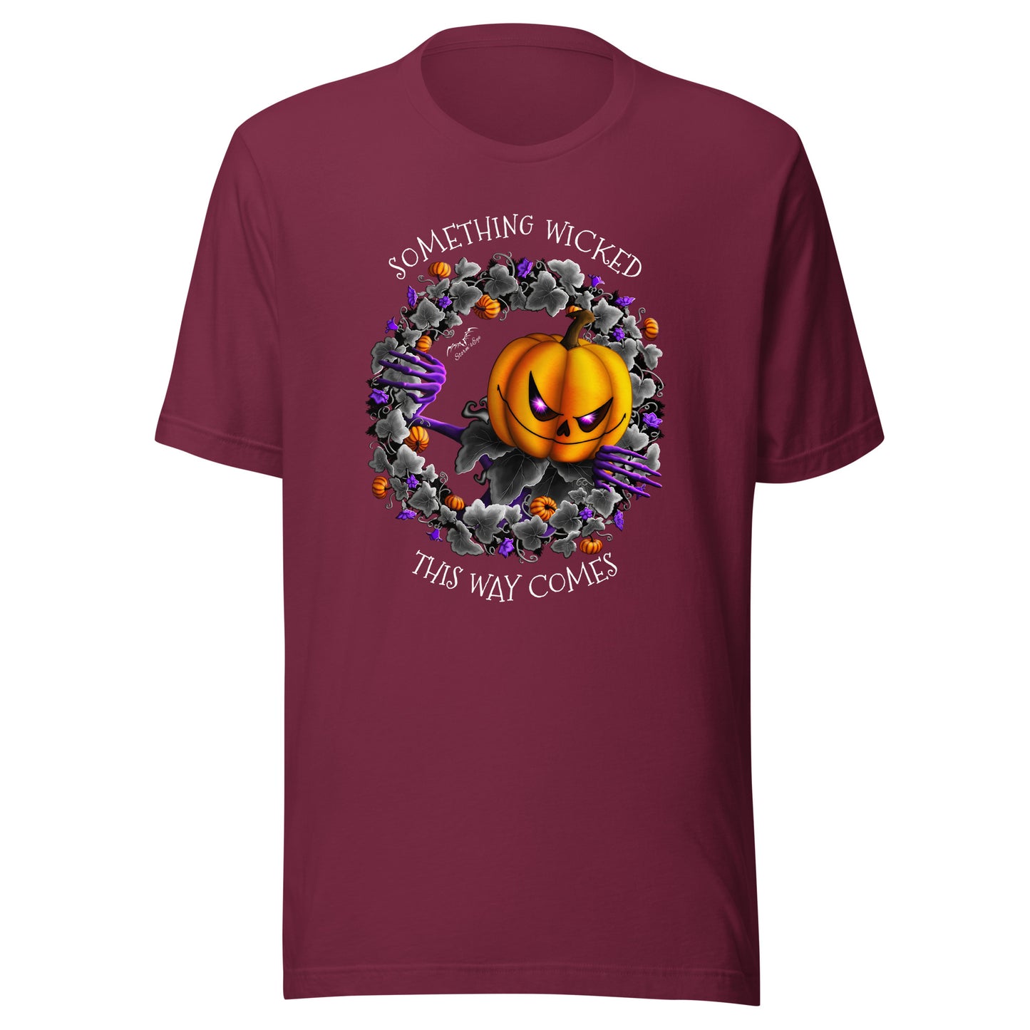 Stormseye Design Pumpkin King Halloween T shirt flat view maroon red