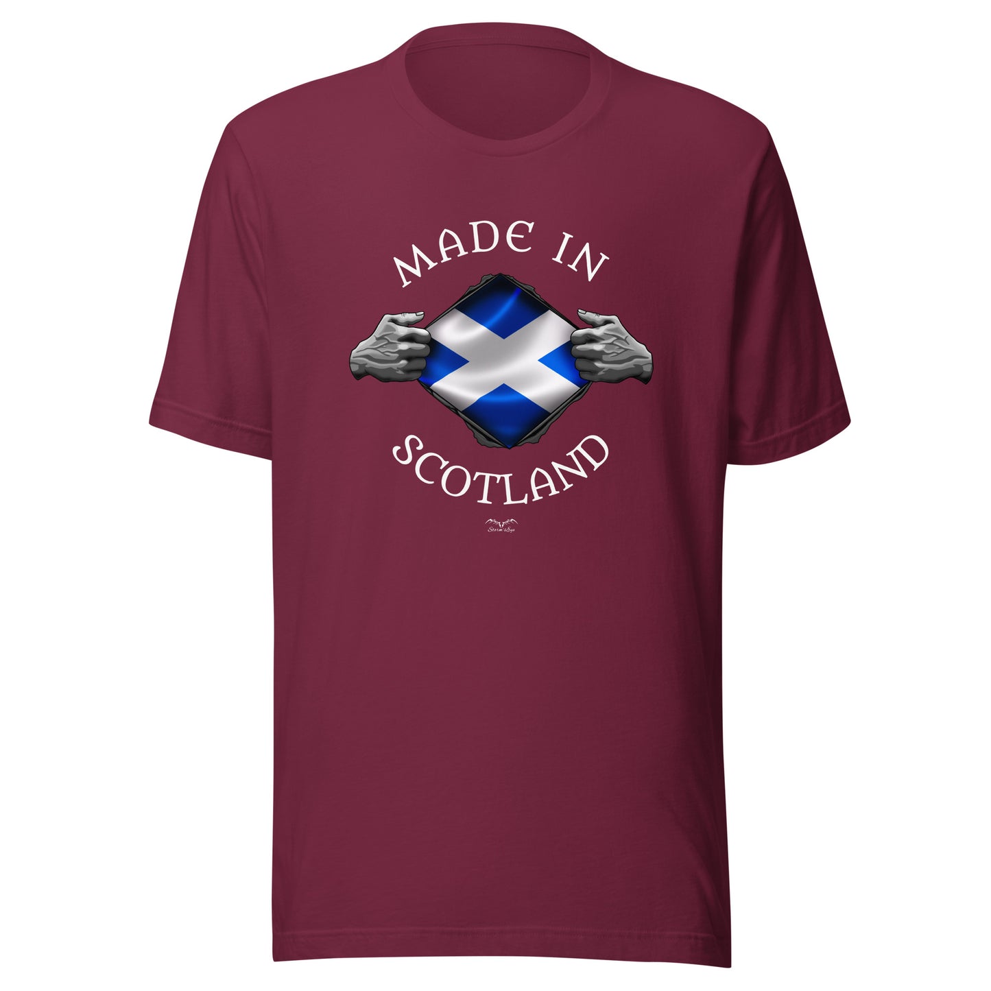 Made In Scotland T-shirt by Stormseye, wine red