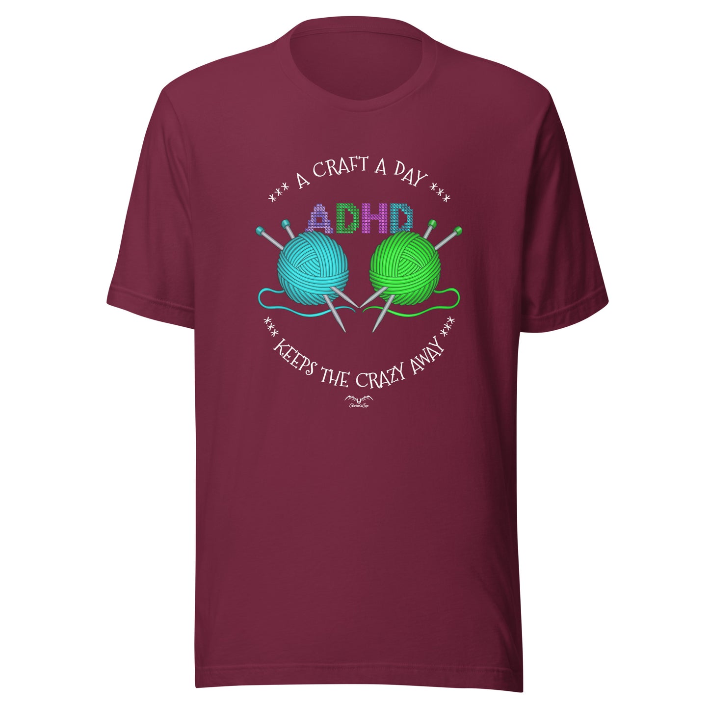 ADHD Crafting T-shirt by Stormseye. wine red