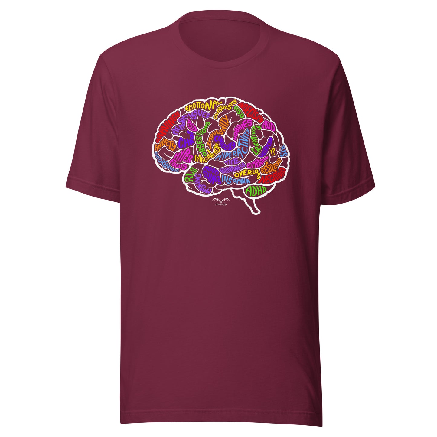 ADHD Brain shirt by Stormseye, wine red
