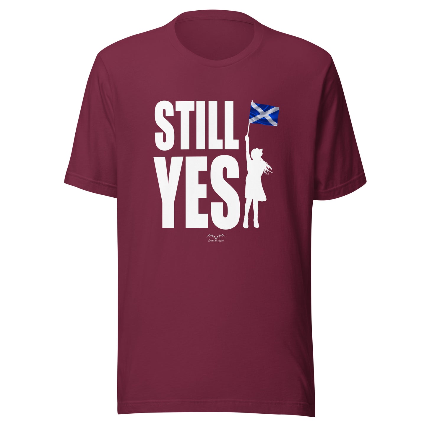 Still Yes Scottish Independence shirt by Stormseye, wine red