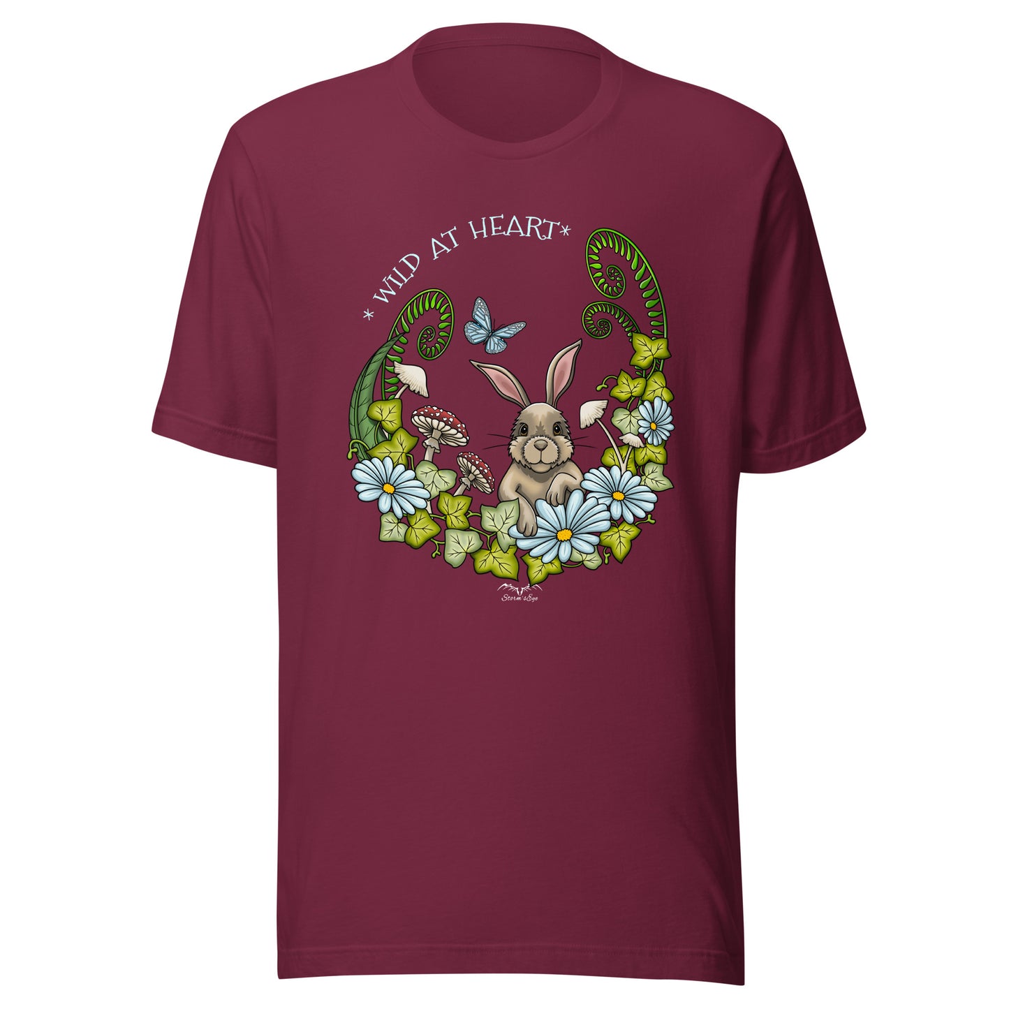 Cute Rabbit T-shirt by Stormseye, wine red