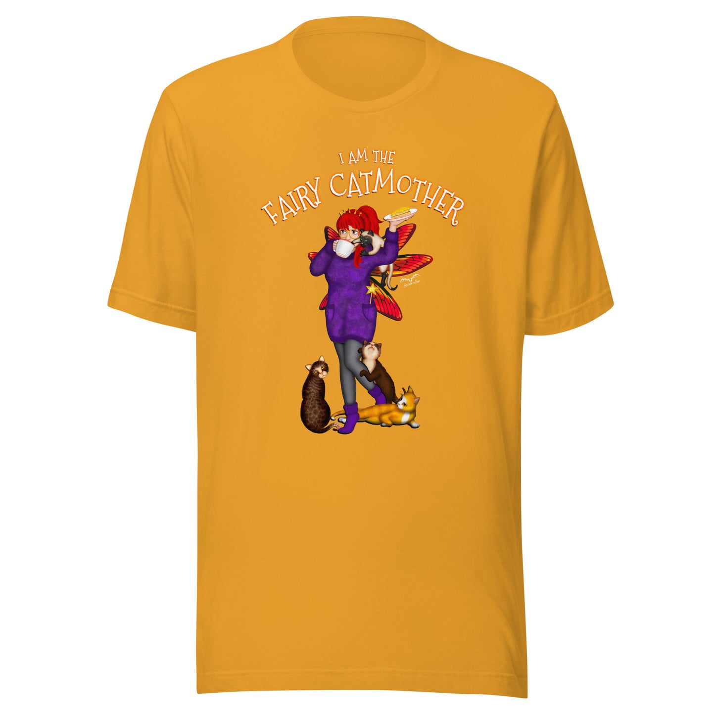 fairy cat mother t-shirt for mum, yellow, by stormseye design